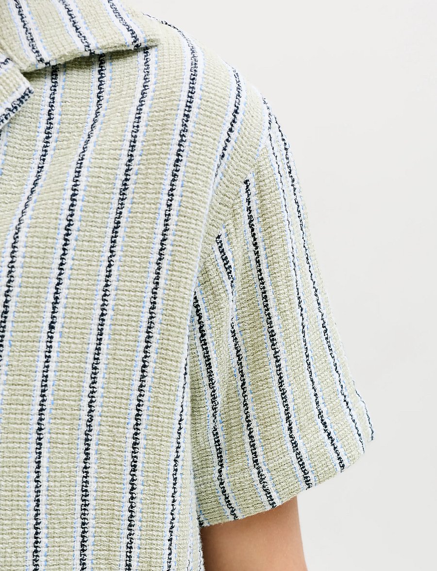 Jack & Jones - JJECOBA STRIPE RESORT SHIRT SS SN JNR - kurzärmlige hemden - tea - 5