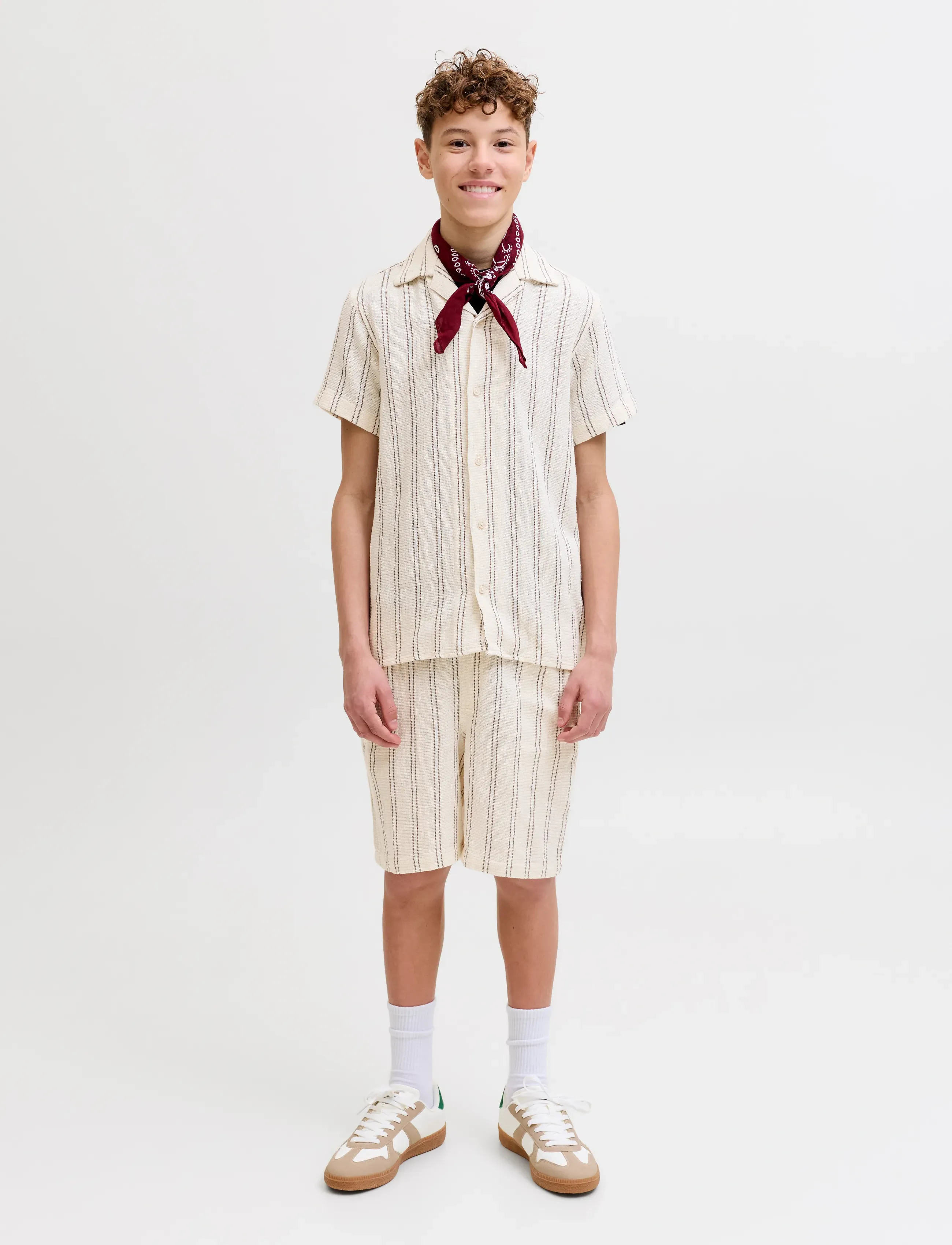 Jack & Jones - JPSTJAIDEN COBA STRIPE JOG SHORT JNR SN - casual shorts - antique white - 4