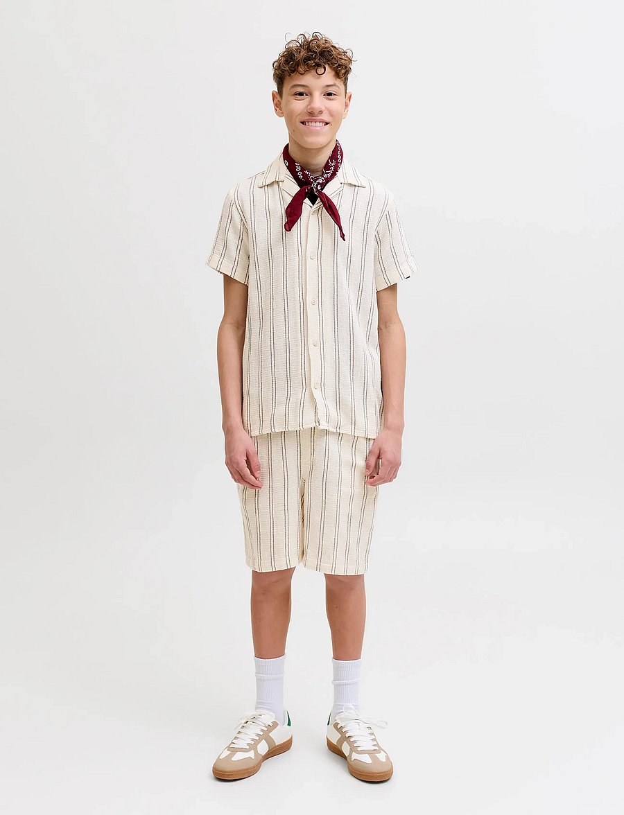 Jack & Jones - JPSTJAIDEN COBA STRIPE JOG SHORT JNR SN - lühikesed vabaajapüksid - antique white - 4