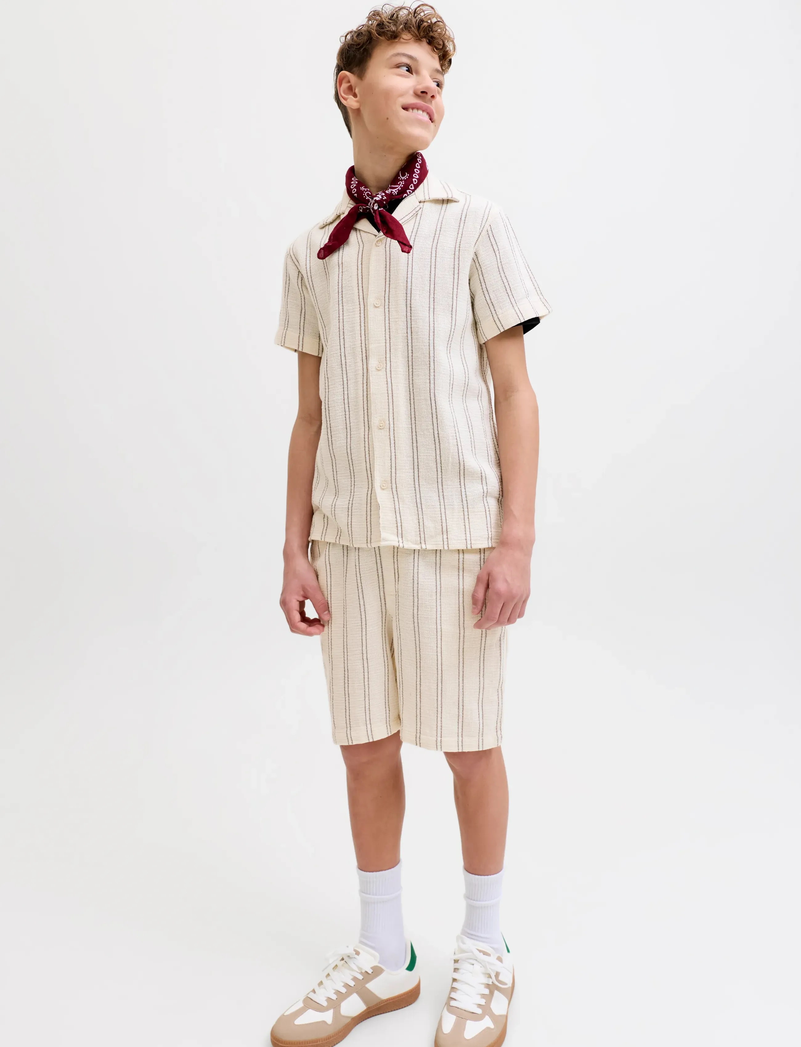 Jack & Jones - JPSTJAIDEN COBA STRIPE JOG SHORT JNR SN - casual shorts - antique white - 5