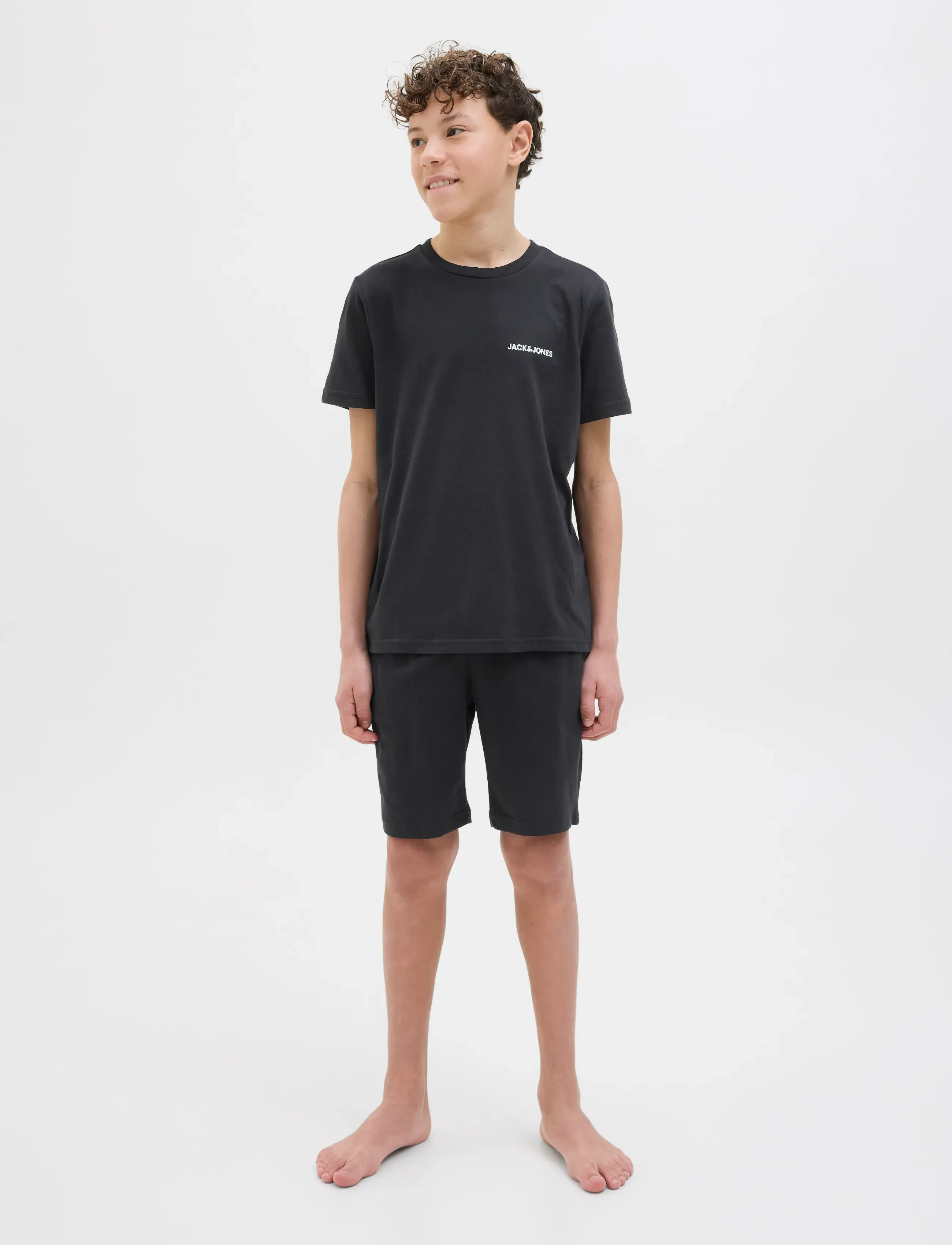 Jack & Jones Jaceverest Ss Tee And Shorts Set W Jnr, 152, Sets, Schwarz - Sets With Short-sleeved T-shirt, Kinder