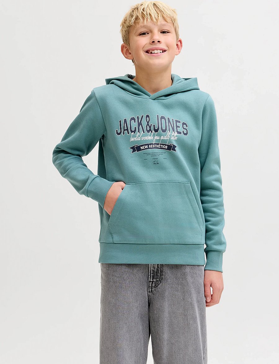 Jack & Jones - JJELOGO SWEAT HOOD 2 COL 25/26 NOOS JNR - kapuzenpullover - mineral blue - 0
