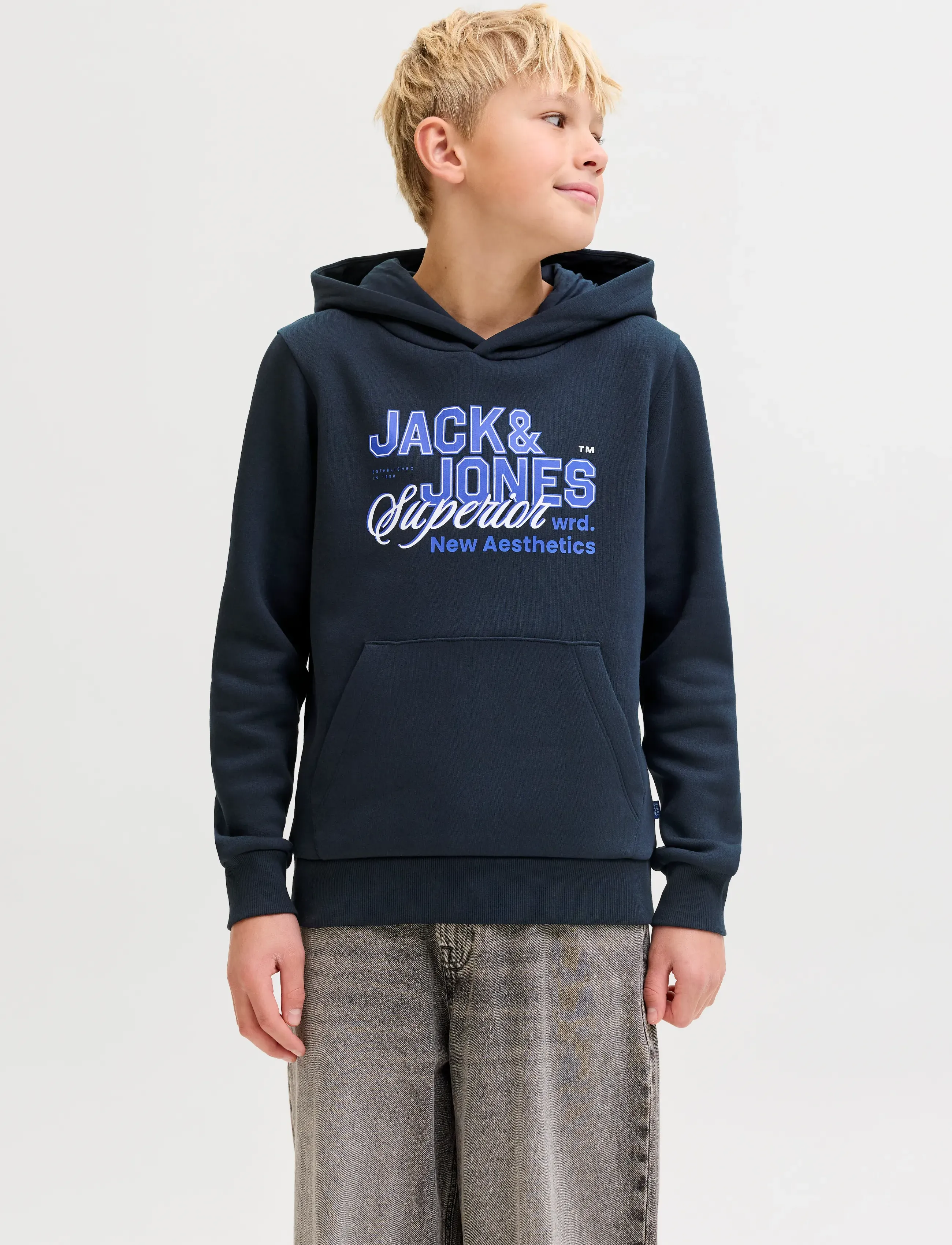 Jack & Jones JJELOGO SWEAT HOOD 2 COL 25/26 NOOS JNR - Överdelar - NAVY BLAZER / navy