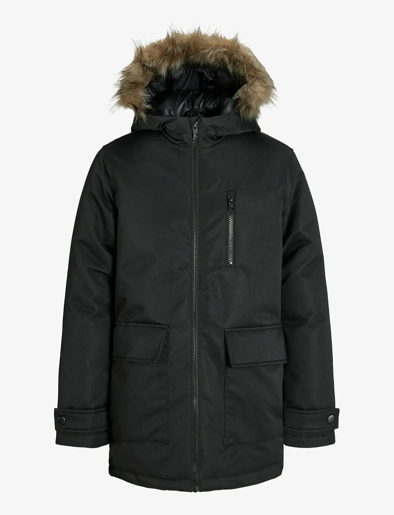 Jack & Jones - JJCHARLIE DETACHABLE FAUX FUR PARK JNR - puhvis ja polsterdatud - black - 1