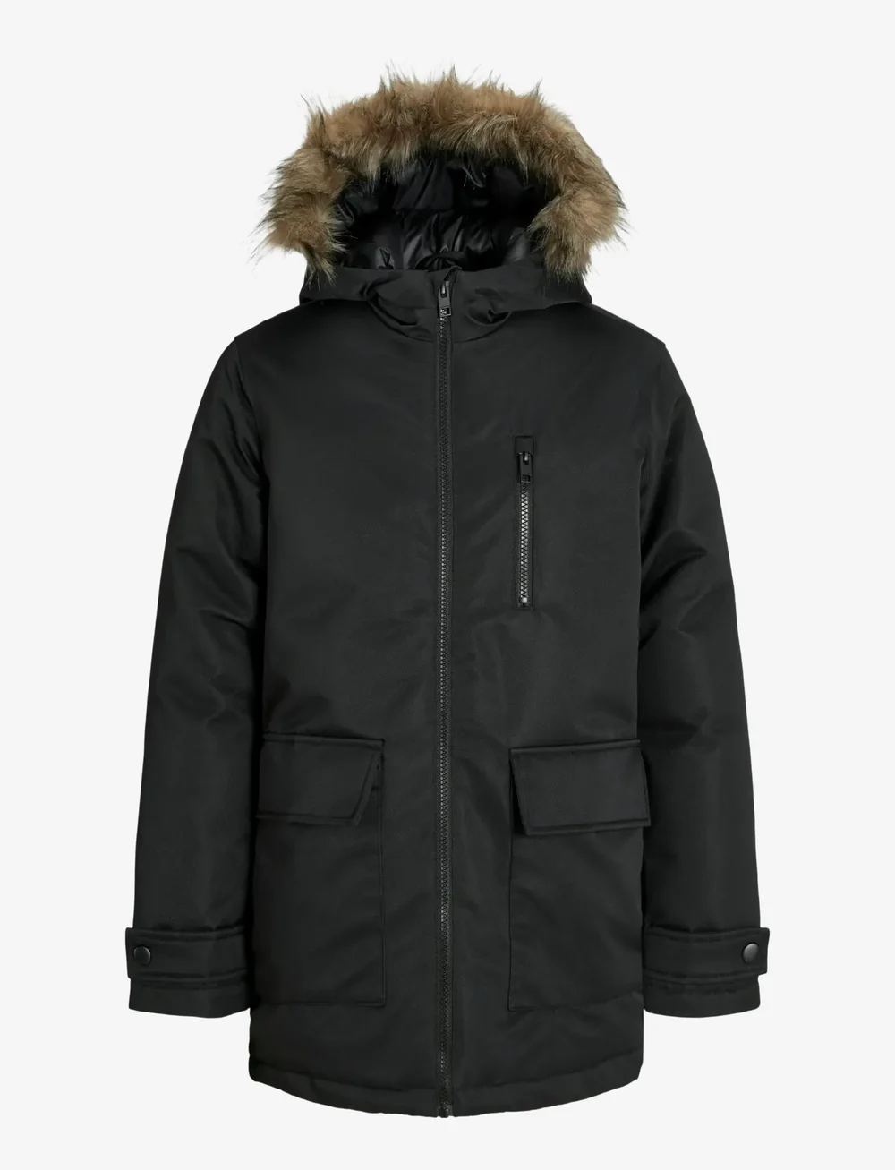 Jack & Jones - JJCHARLIE DETACHABLE FAUX FUR PARK JNR - daunen- und steppjacken - black - 1