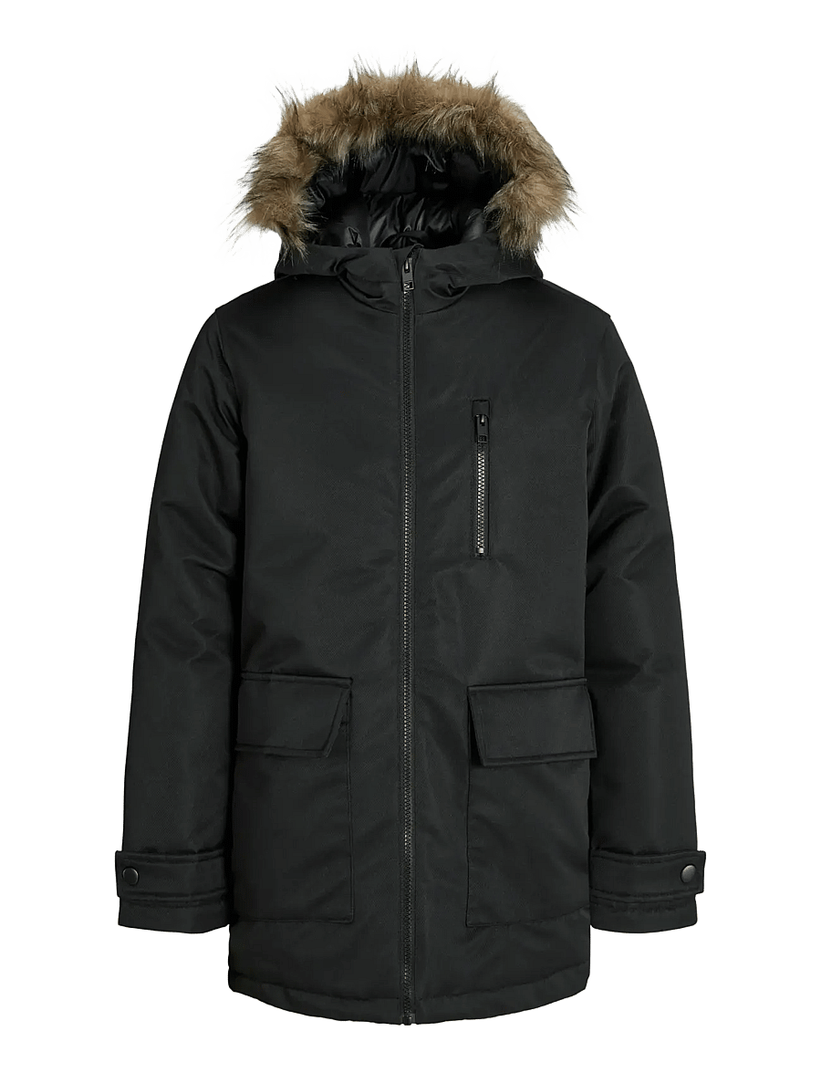 Jack & Jones - JJCHARLIE DETACHABLE FAUX FUR PARK JNR - veste rembourrée - black - 1