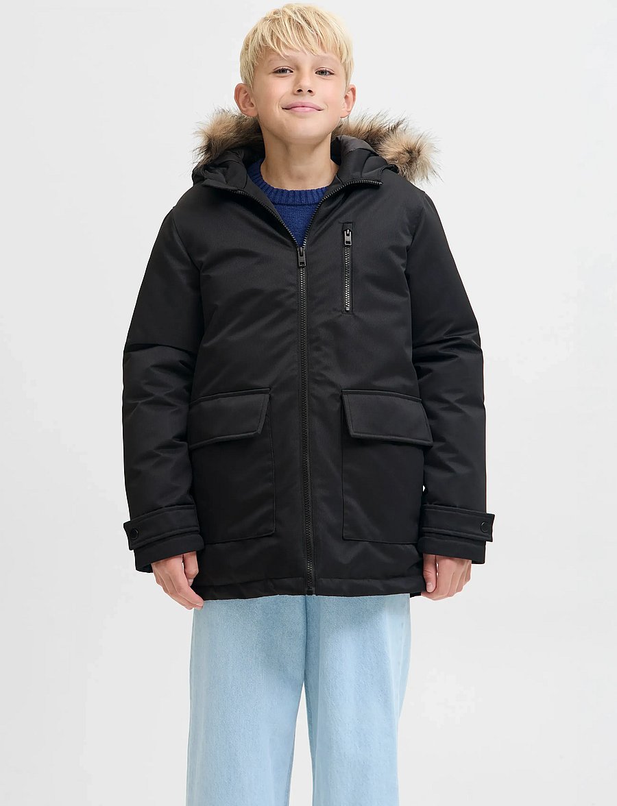 Jack & Jones - JJCHARLIE DETACHABLE FAUX FUR PARK JNR - veste rembourrée - black - 0