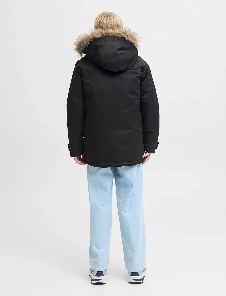 Jack & Jones - JJCHARLIE DETACHABLE FAUX FUR PARK JNR - veste rembourrée - black - 2