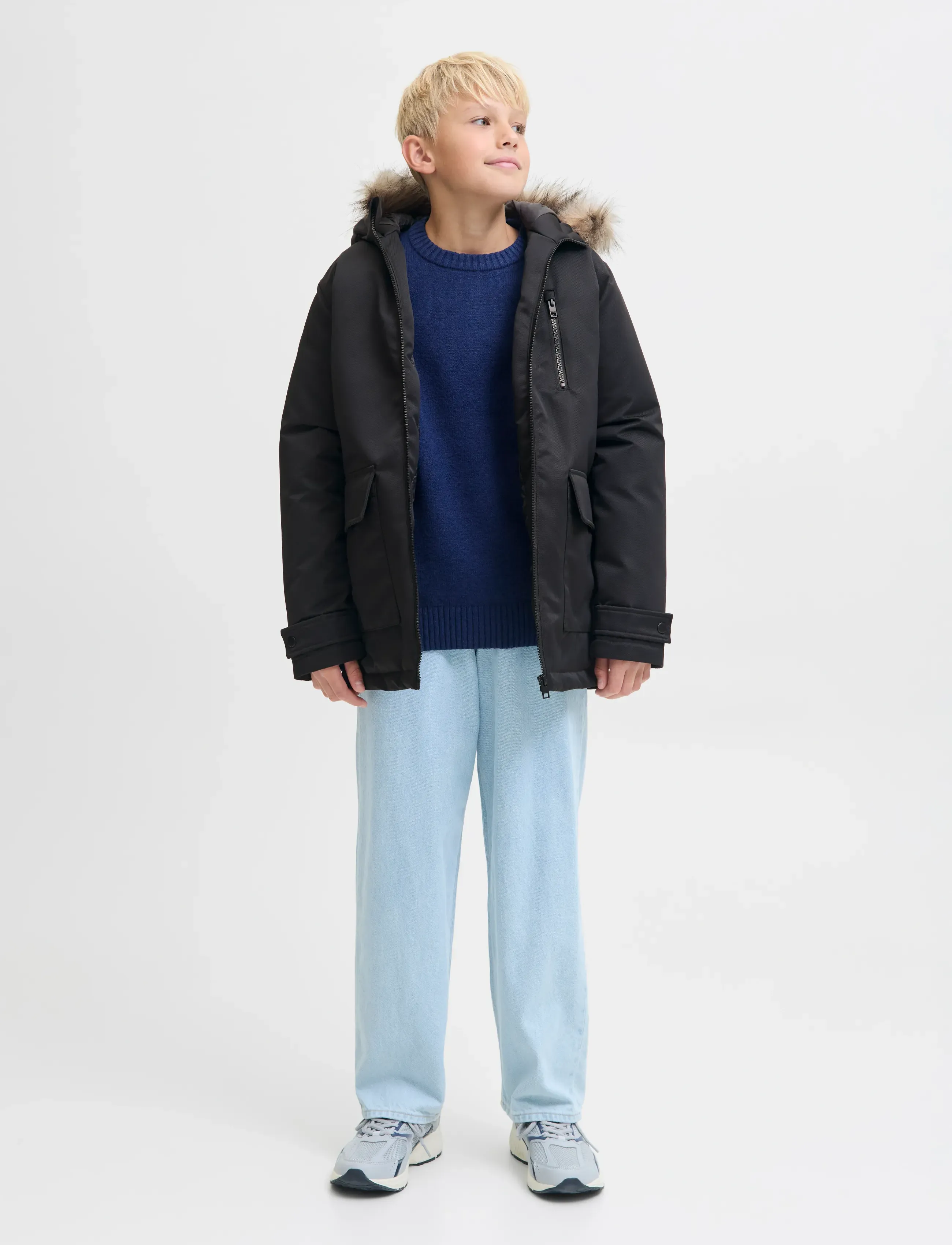 Jack & Jones - JJCHARLIE DETACHABLE FAUX FUR PARK JNR - veste rembourrée - black - 5