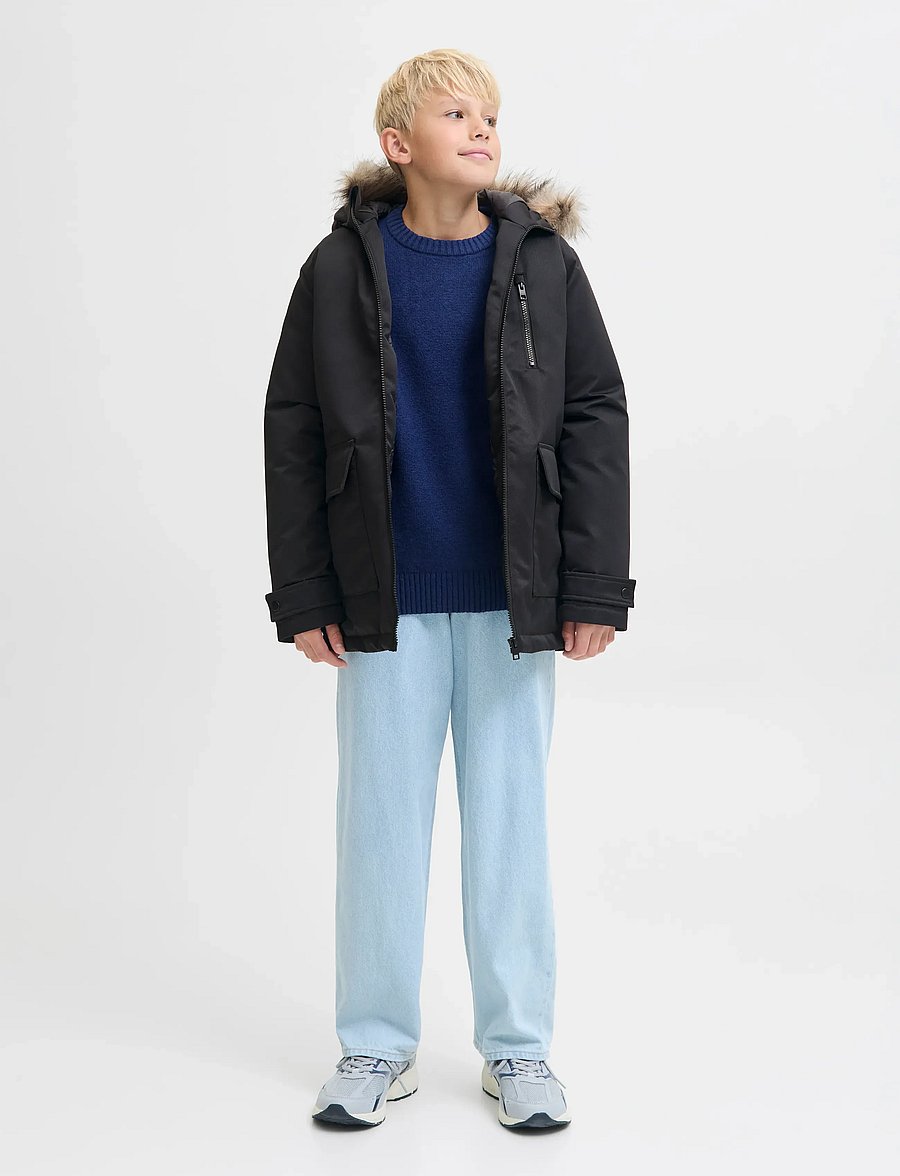 Jack & Jones - JJCHARLIE DETACHABLE FAUX FUR PARK JNR - veste rembourrée - black - 5