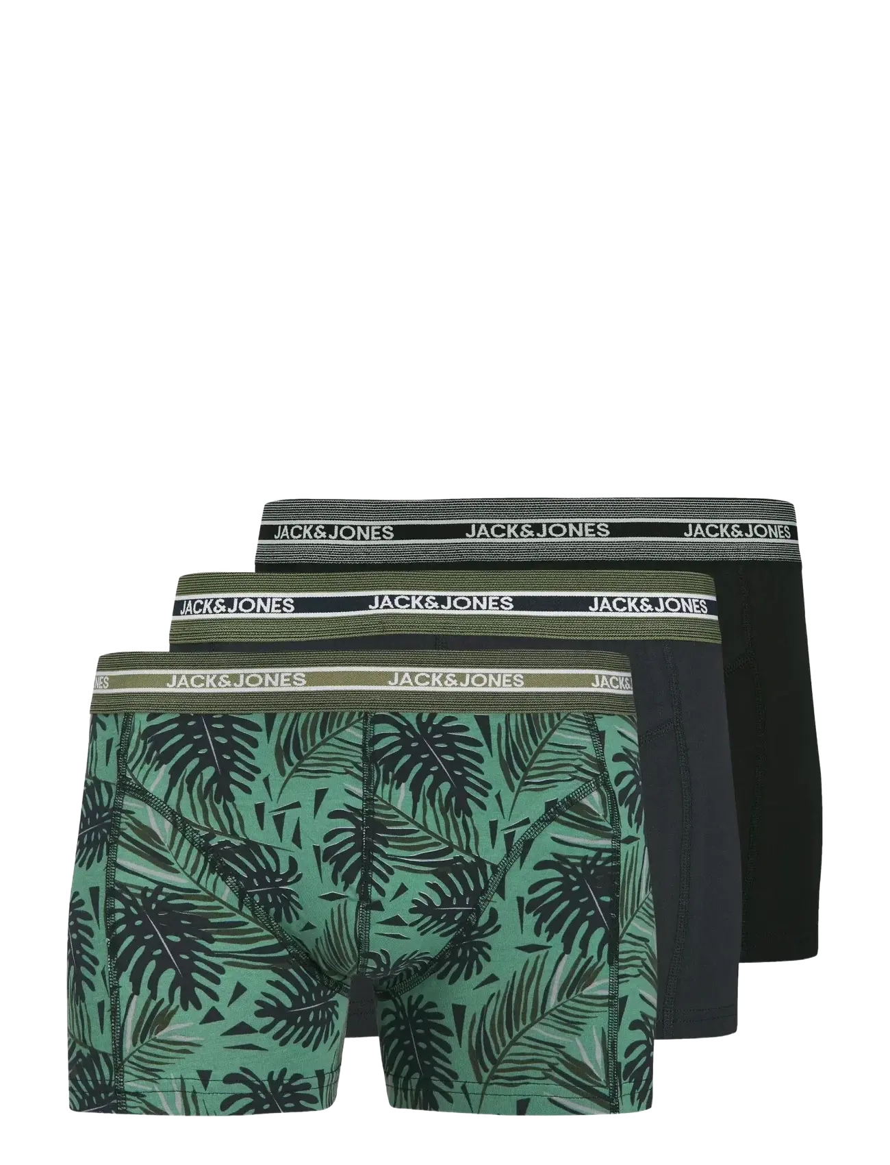 Jack & Jones JACEZRA LEAVES TRUNKS 3 PACK JNR - Lapsed 98–134 - BLACK / green