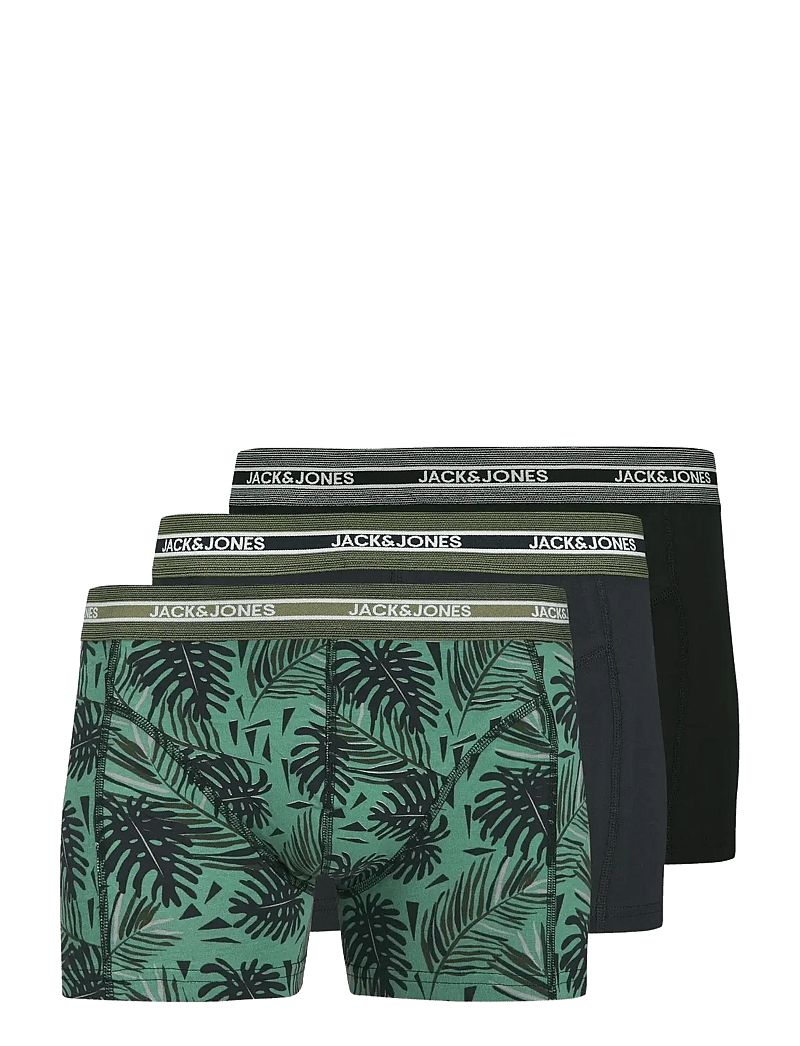 Jack & Jones - JACEZRA LEAVES TRUNKS 3 PACK JNR - unterhosen - black - 0