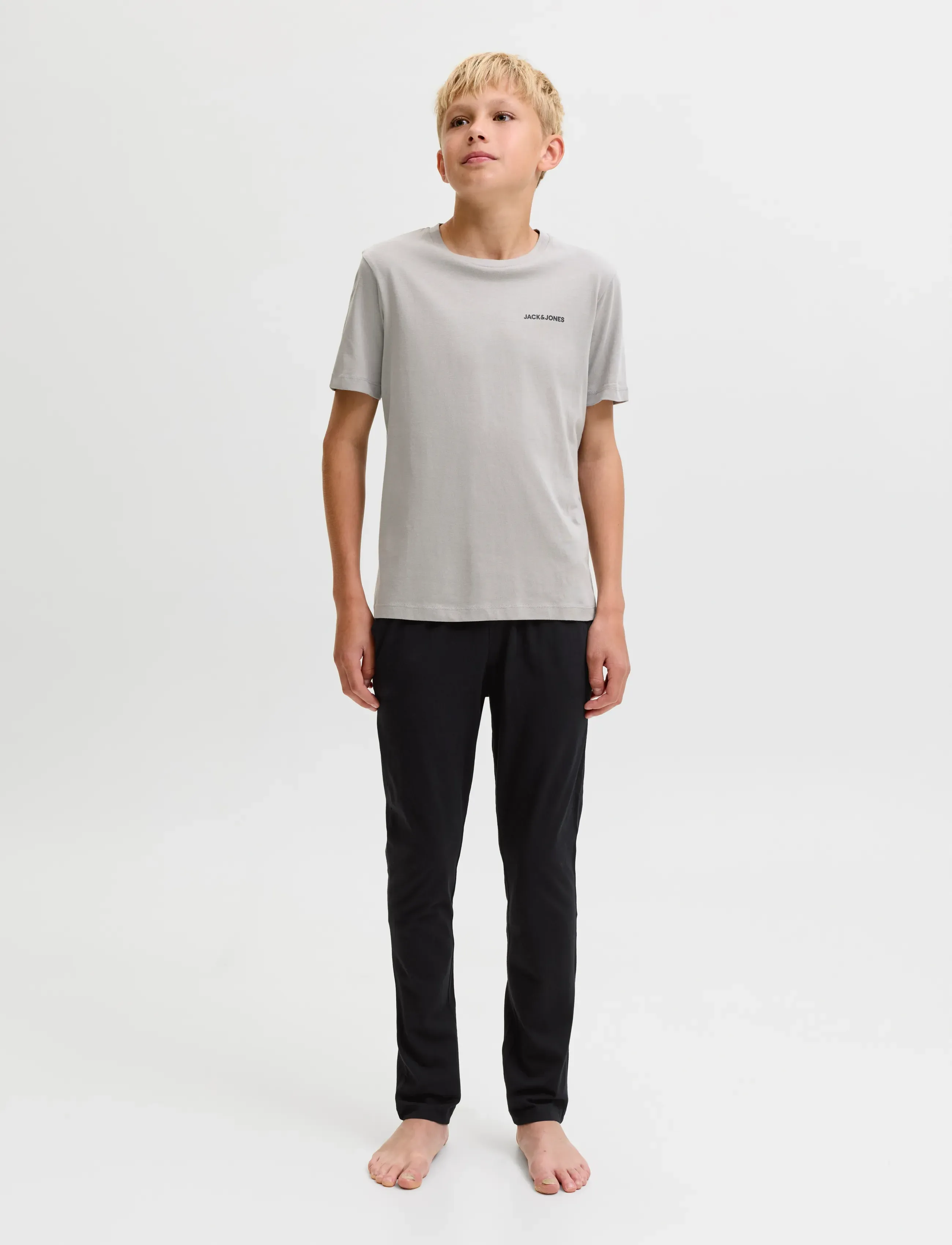 Jack & Jones Jaceverest Ss Tee And Pants Set W Jnr, 176, Grey, Sæt > Sæt Med Kortærmet T-Shirt, Børn