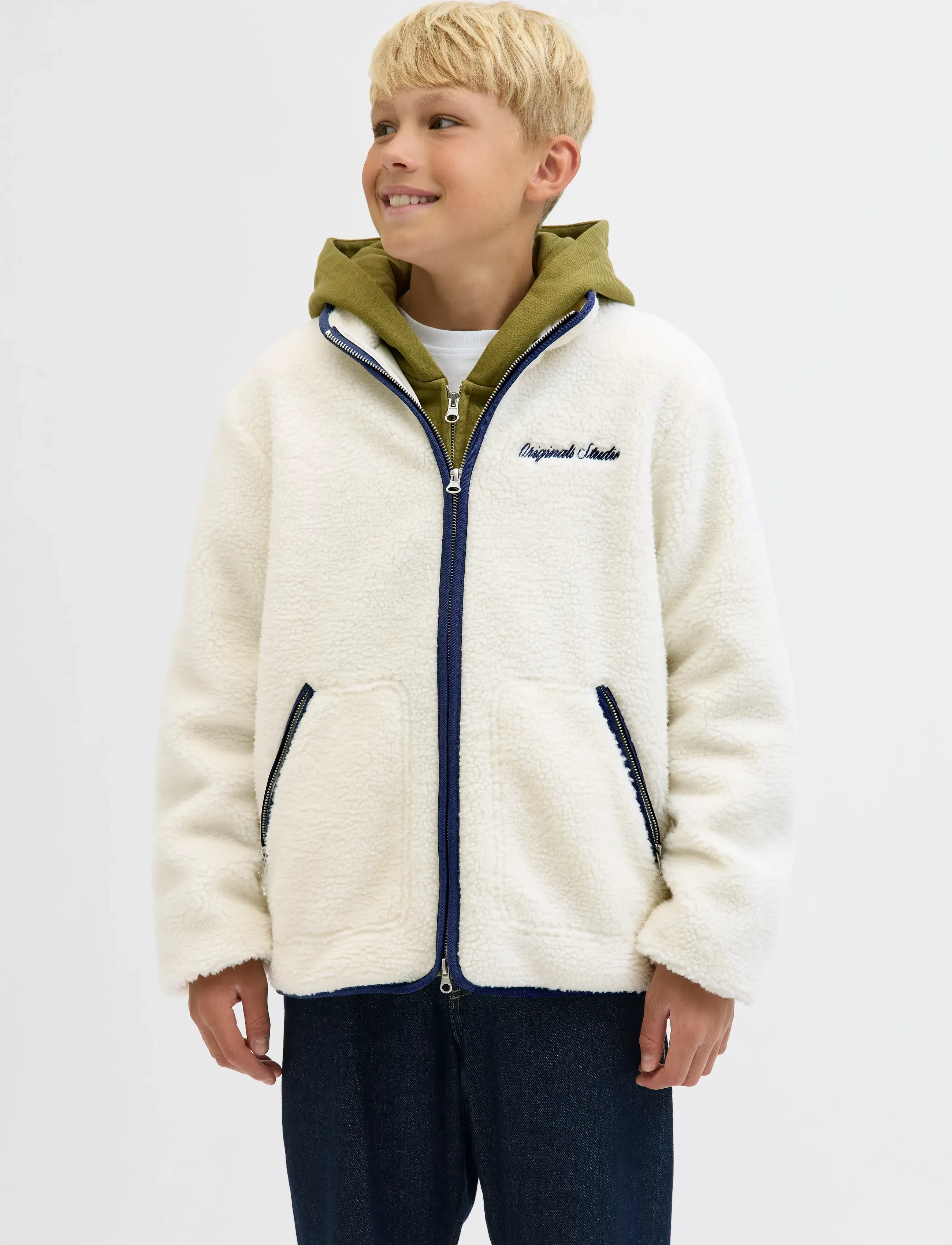 Jack & Jones Jornorrebro Teddy Jacket Jnr, Teddy Jakke, Cream, Str: 176