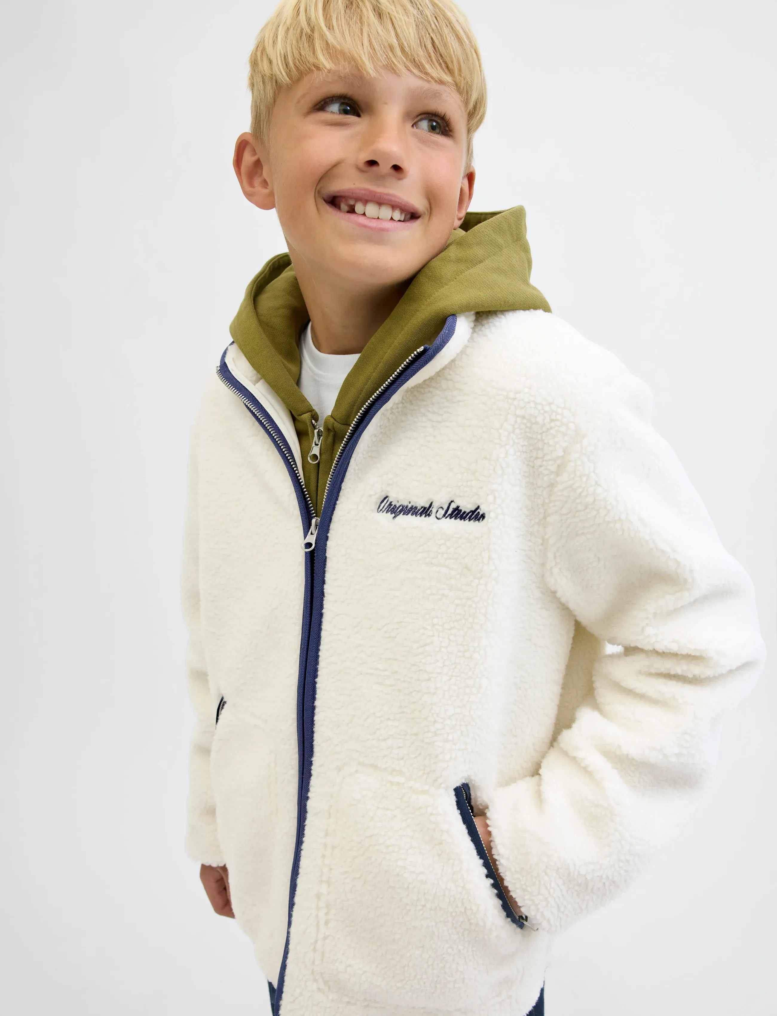 Jack & Jones - JORNORREBRO TEDDY JACKET JNR - flíspeysur - cloud dancer - 4