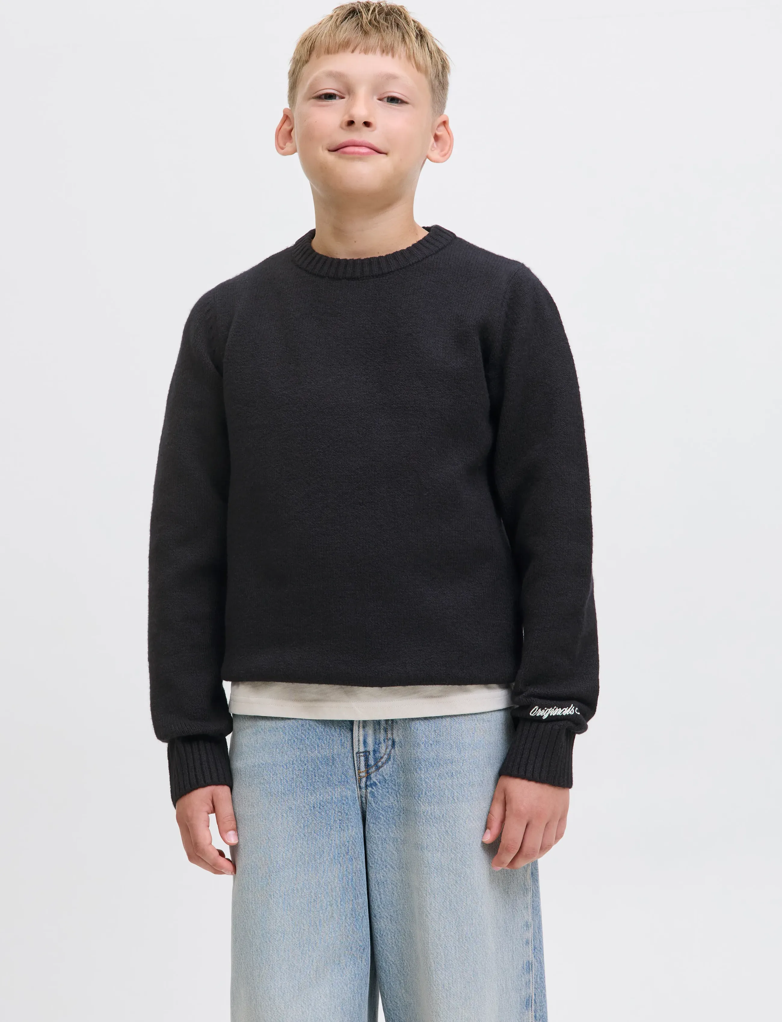 Jack & Jones -JORNORREBRO KNIT CREW NECK LN JNR - Jumpers - BLACK / black