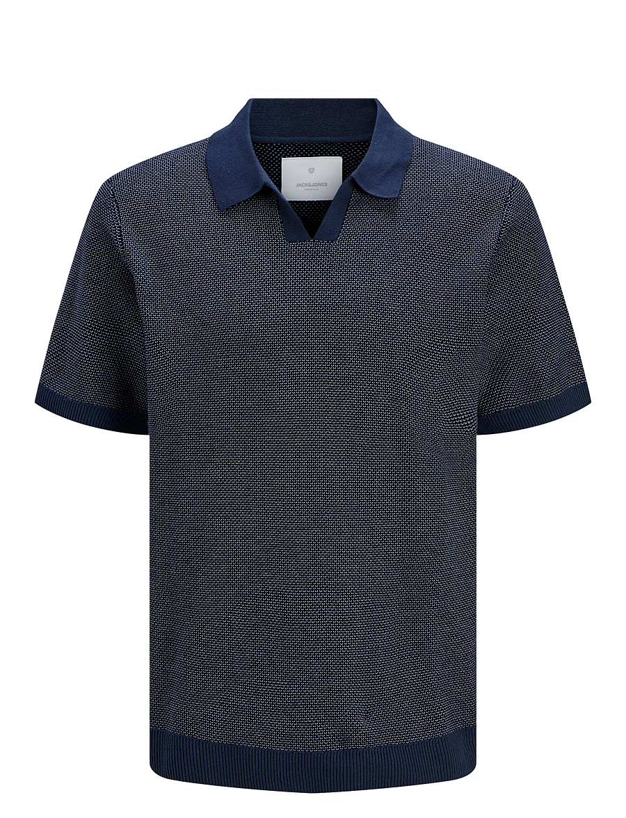 Jack & Jones - JPRCCEASTON KNIT SPLIT NECK SS JNR - kurzärmelig - night sky - 1