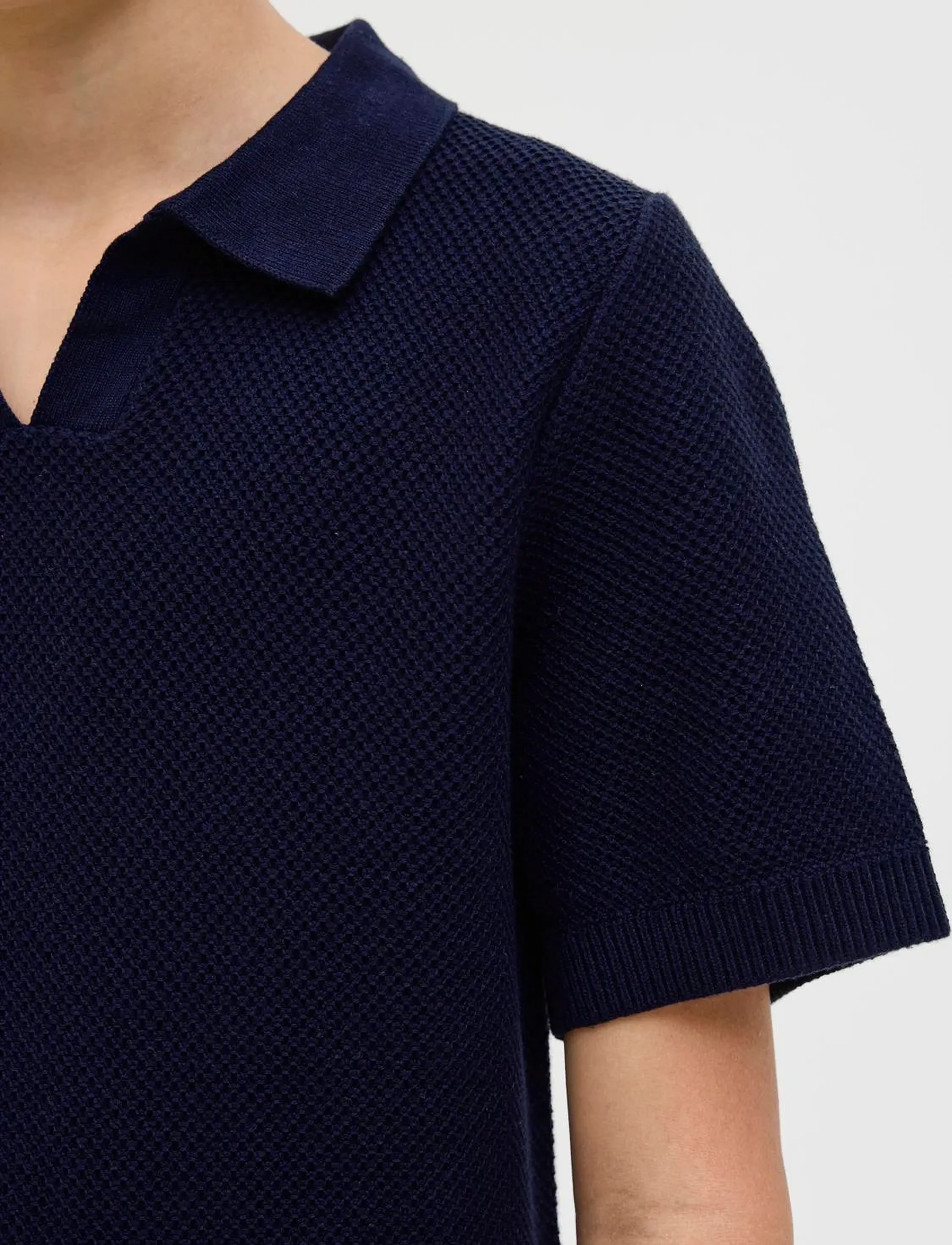 Jack & Jones - JPRCCEASTON KNIT SPLIT NECK SS JNR - poloshirts - night sky - 2