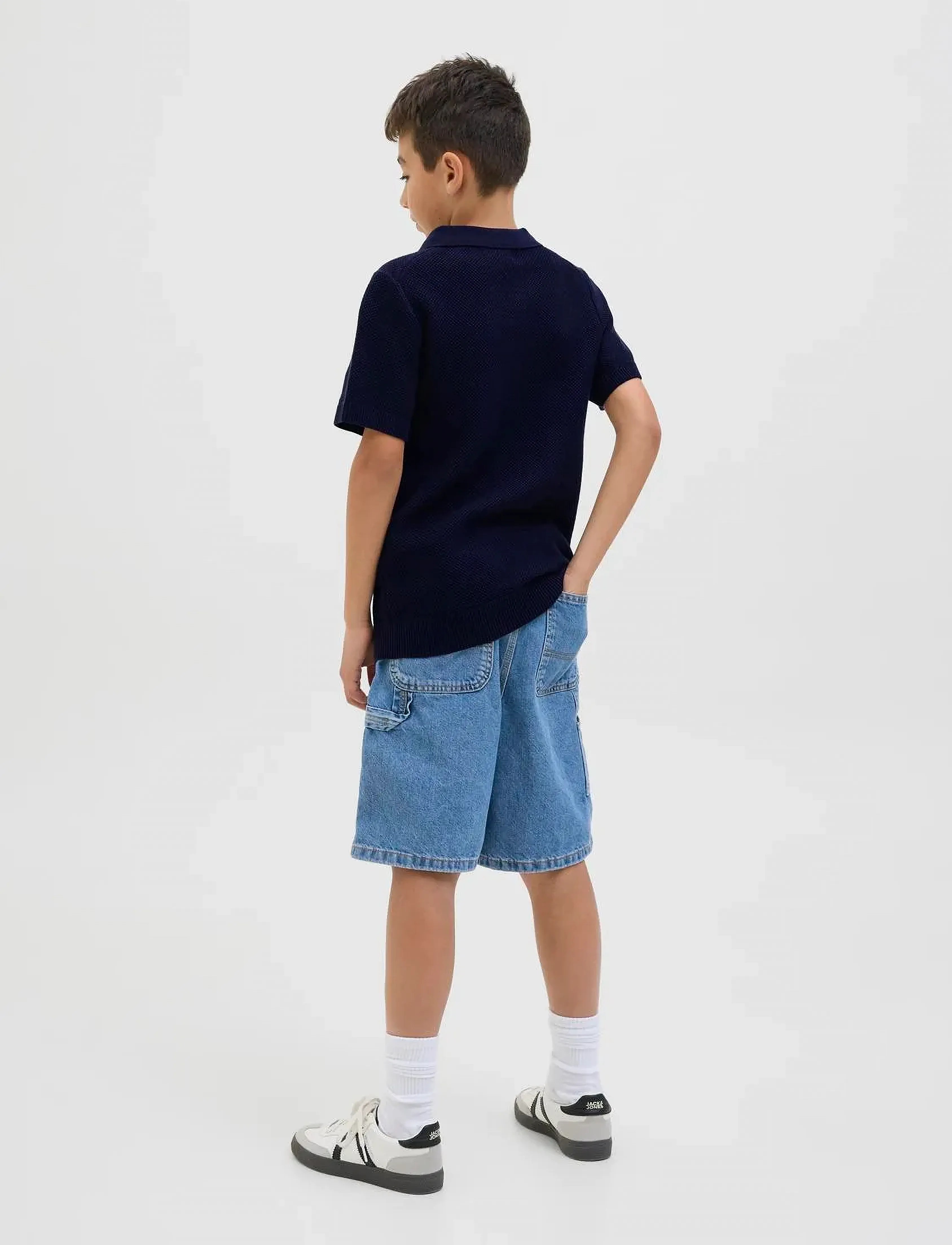 Jack & Jones - JPRCCEASTON KNIT SPLIT NECK SS JNR - poloshirts - night sky - 3