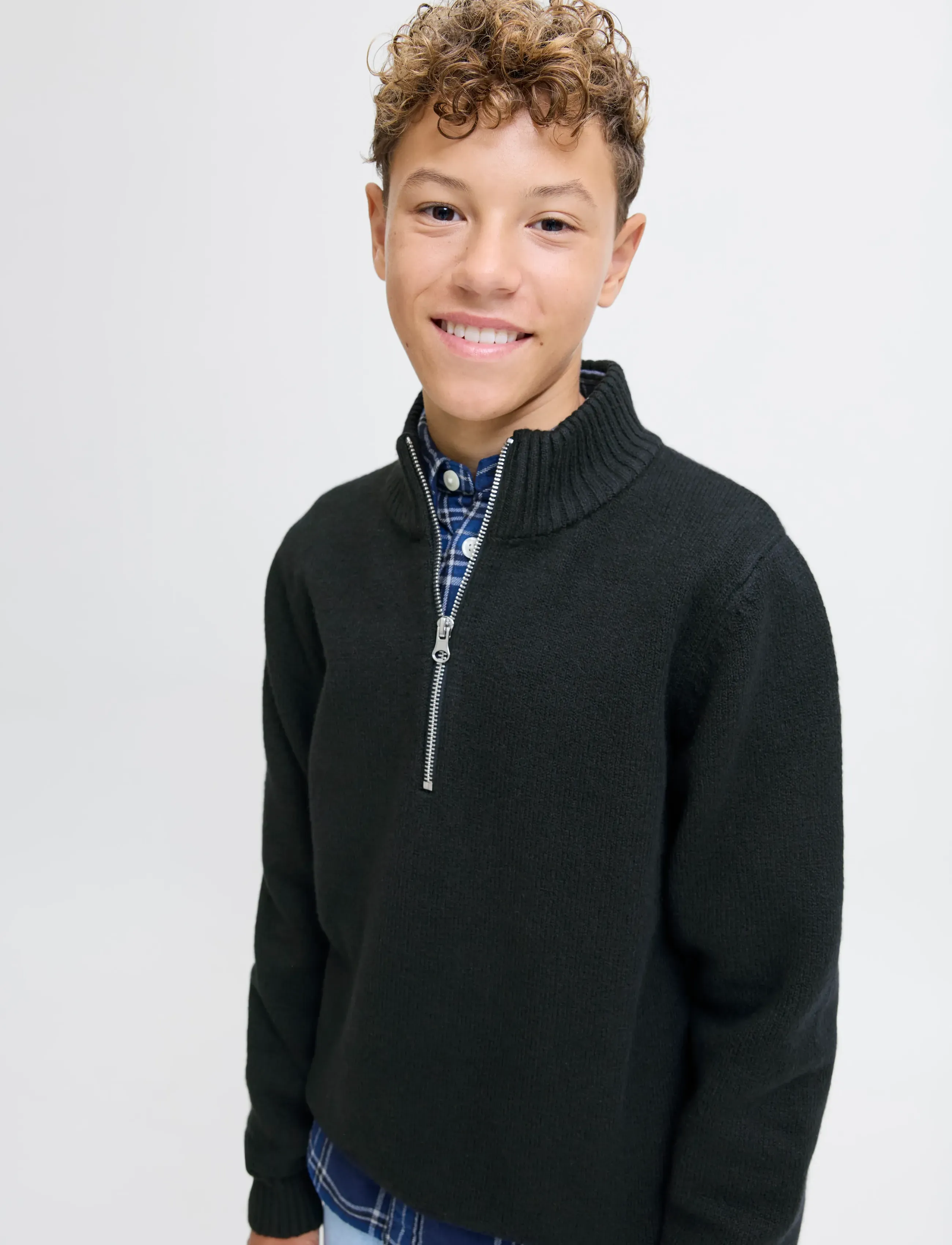 Jack & Jones - JORNORREBRO KNIT HALF ZIP JNR - trøjer - black - 4
