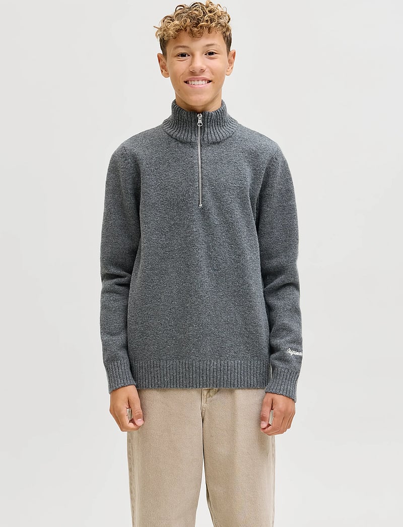 Jack & Jones - JORNORREBRO KNIT HALF ZIP JNR - jumpers - dark grey melange - 0