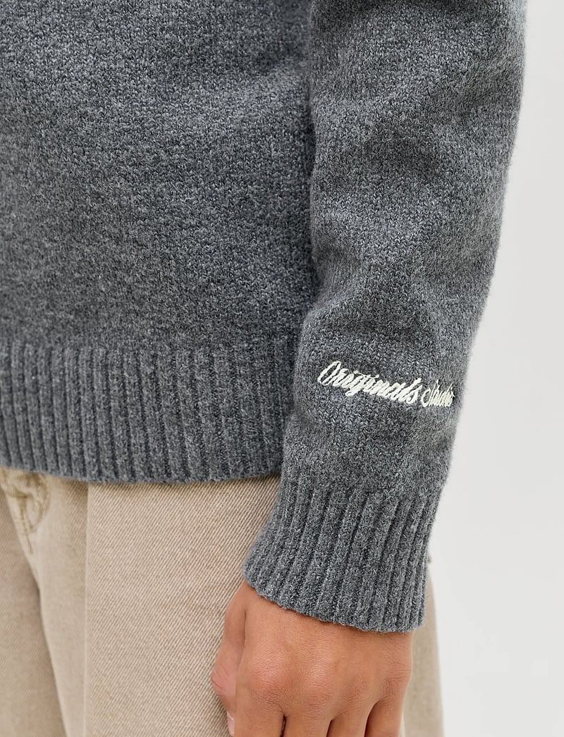 Jack & Jones - JORNORREBRO KNIT HALF ZIP JNR - jumpers - dark grey melange - 4
