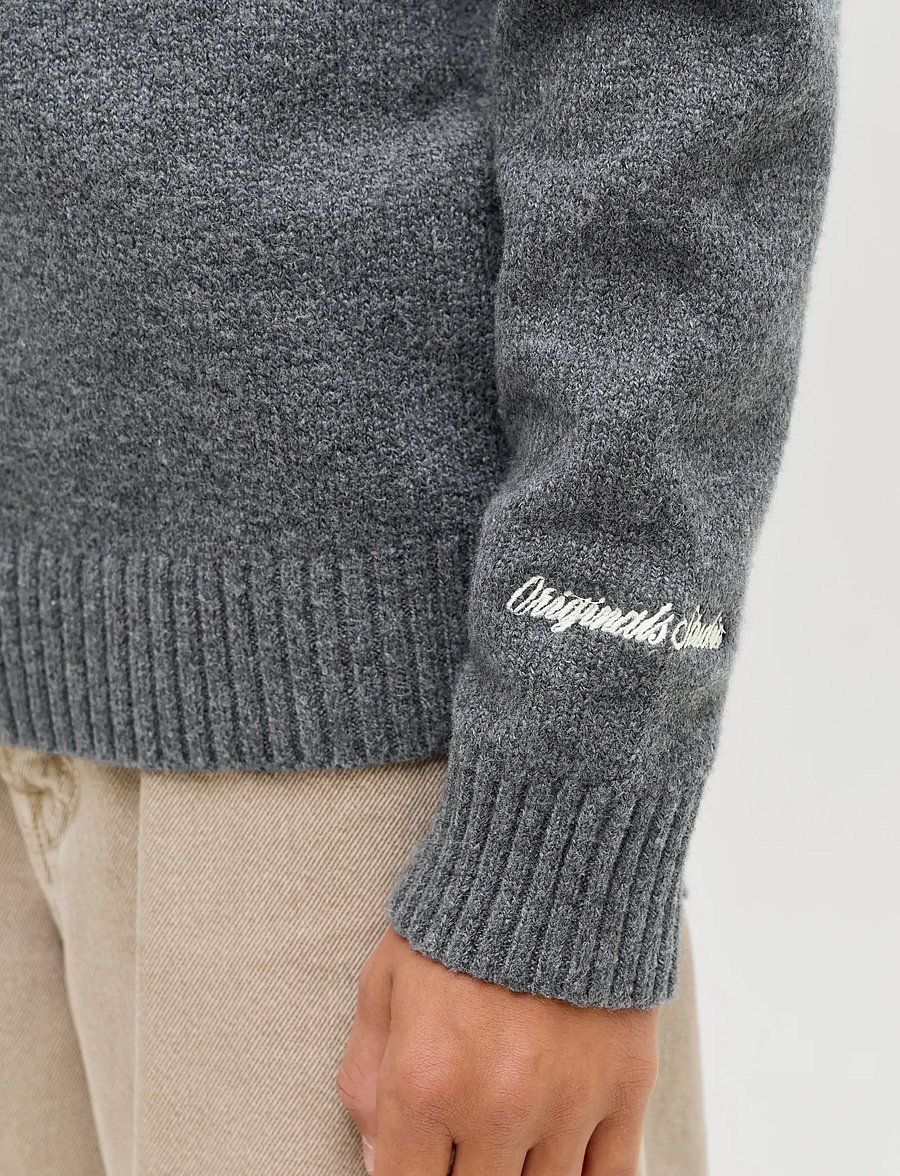Jack & Jones - JORNORREBRO KNIT HALF ZIP JNR - peysur - dark grey melange - 4