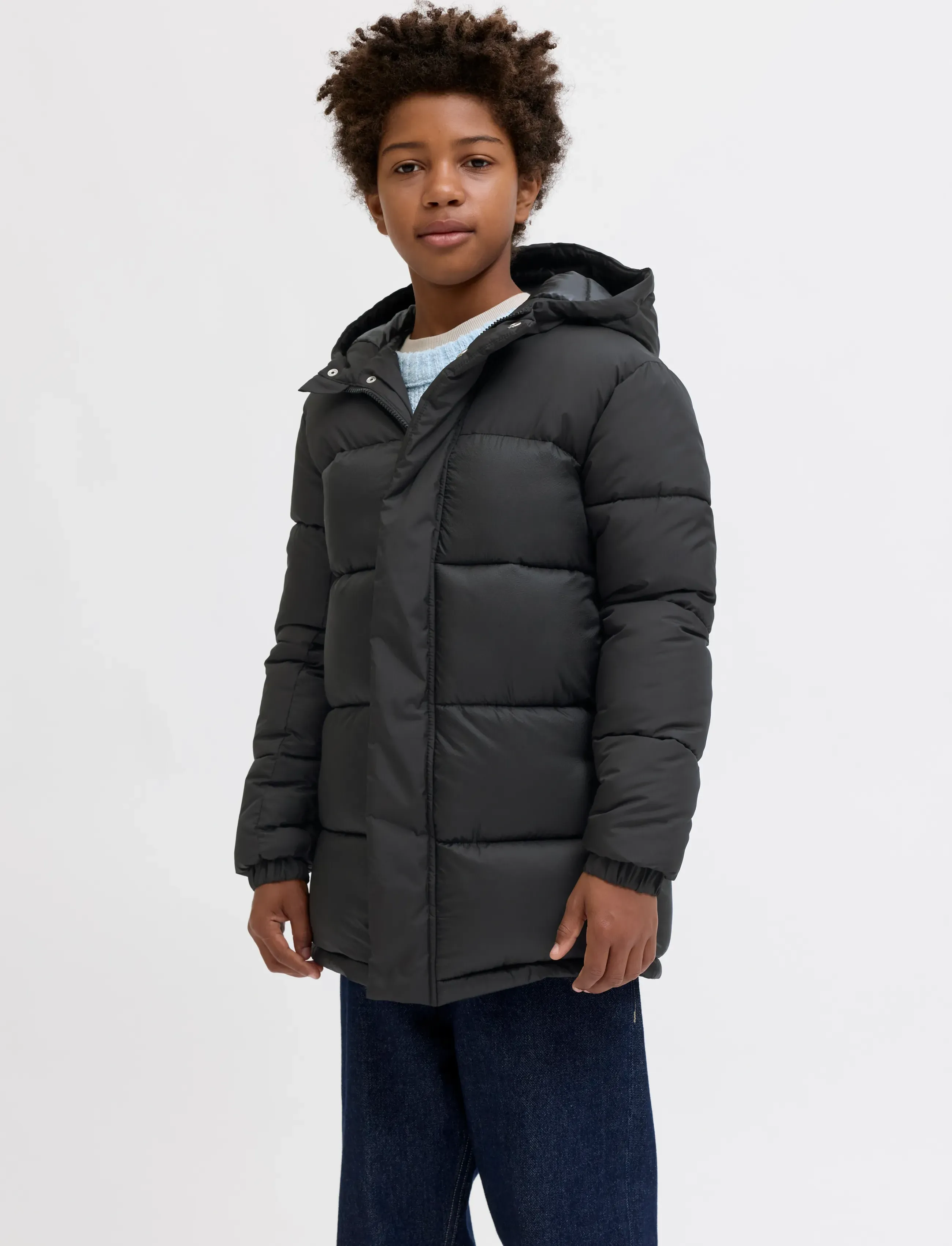 Jack & Jones Jcounion Long Puffer Jacket Jnr, 164, Jackets Coats, Schwarz - Padded, Kinder