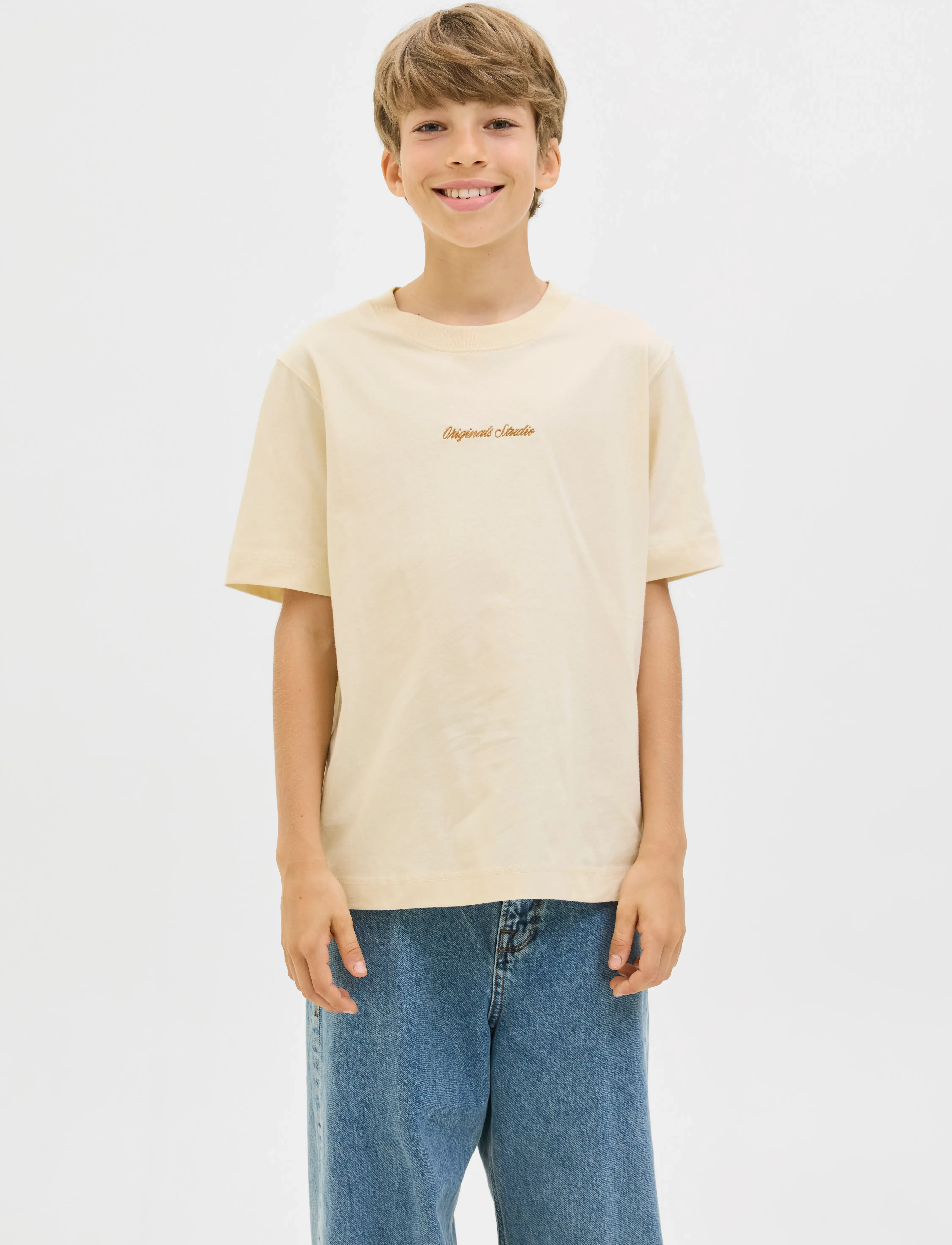 Jack & Jones JORNORREBRO EMB TEE SS CN NOOS JNR - Kortærmede T-shirts - ANTIQUE WHITE / cream