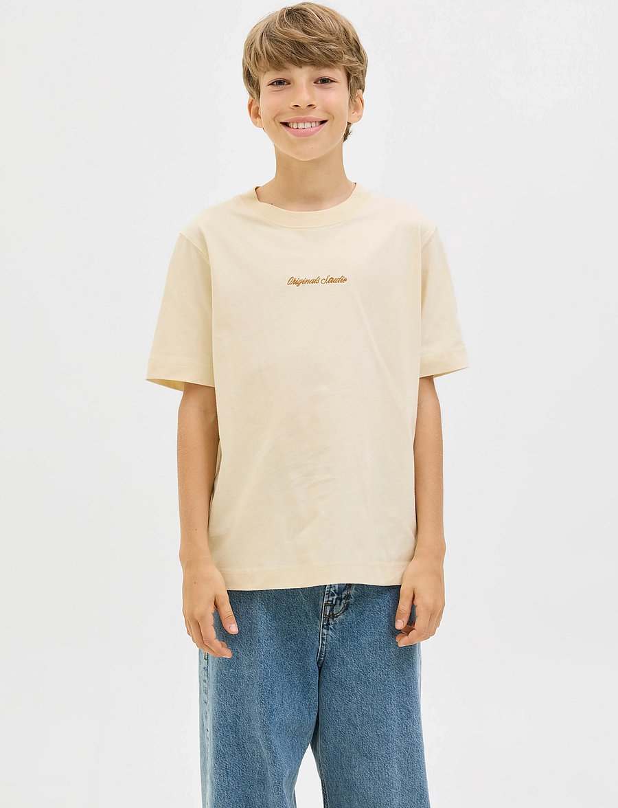 Jack & Jones - JORNORREBRO EMB TEE SS CN NOOS JNR - lühikeste varrukatega t-särgid - antique white - 0