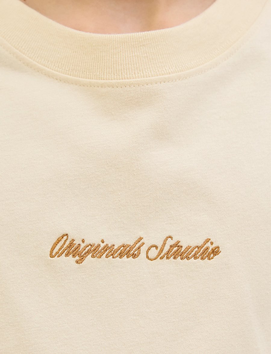 Jack & Jones - JORNORREBRO EMB TEE SS CN NOOS JNR - lühikeste varrukatega t-särgid - antique white - 3