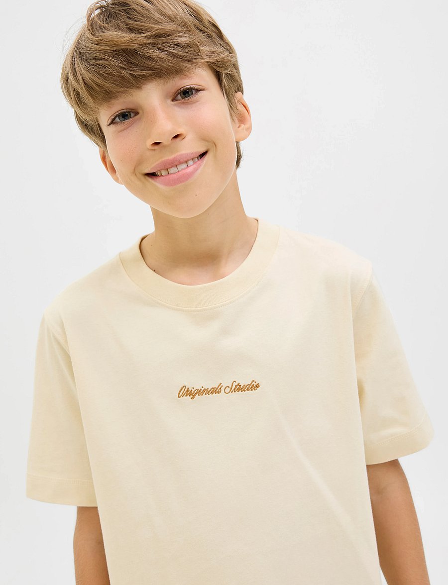 Jack & Jones - JORNORREBRO EMB TEE SS CN NOOS JNR - lühikeste varrukatega t-särgid - antique white - 4