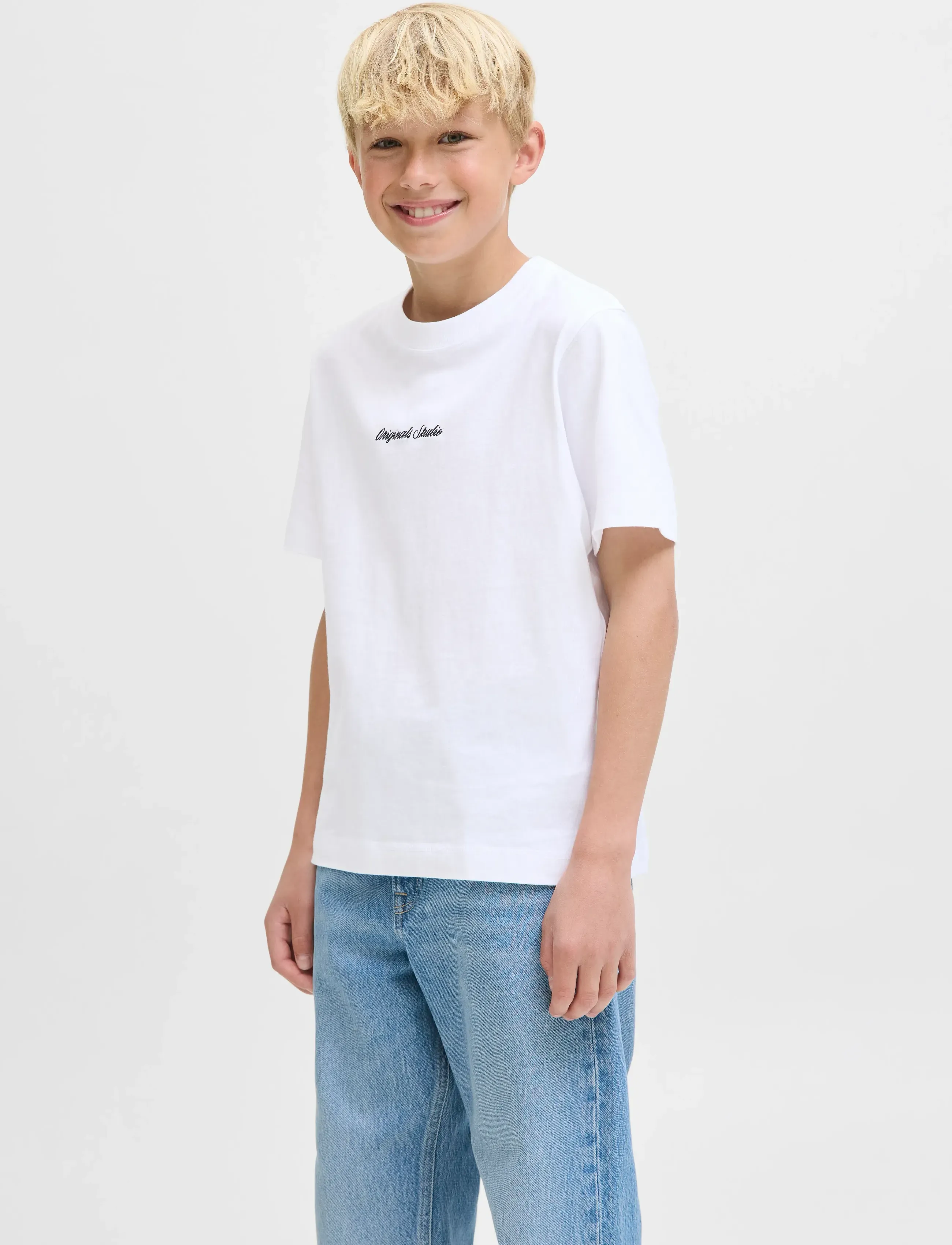 Jack & Jones JORNORREBRO EMB TEE SS CN NOOS JNR - Topper & T-skjorter - BRIGHT WHITE / white