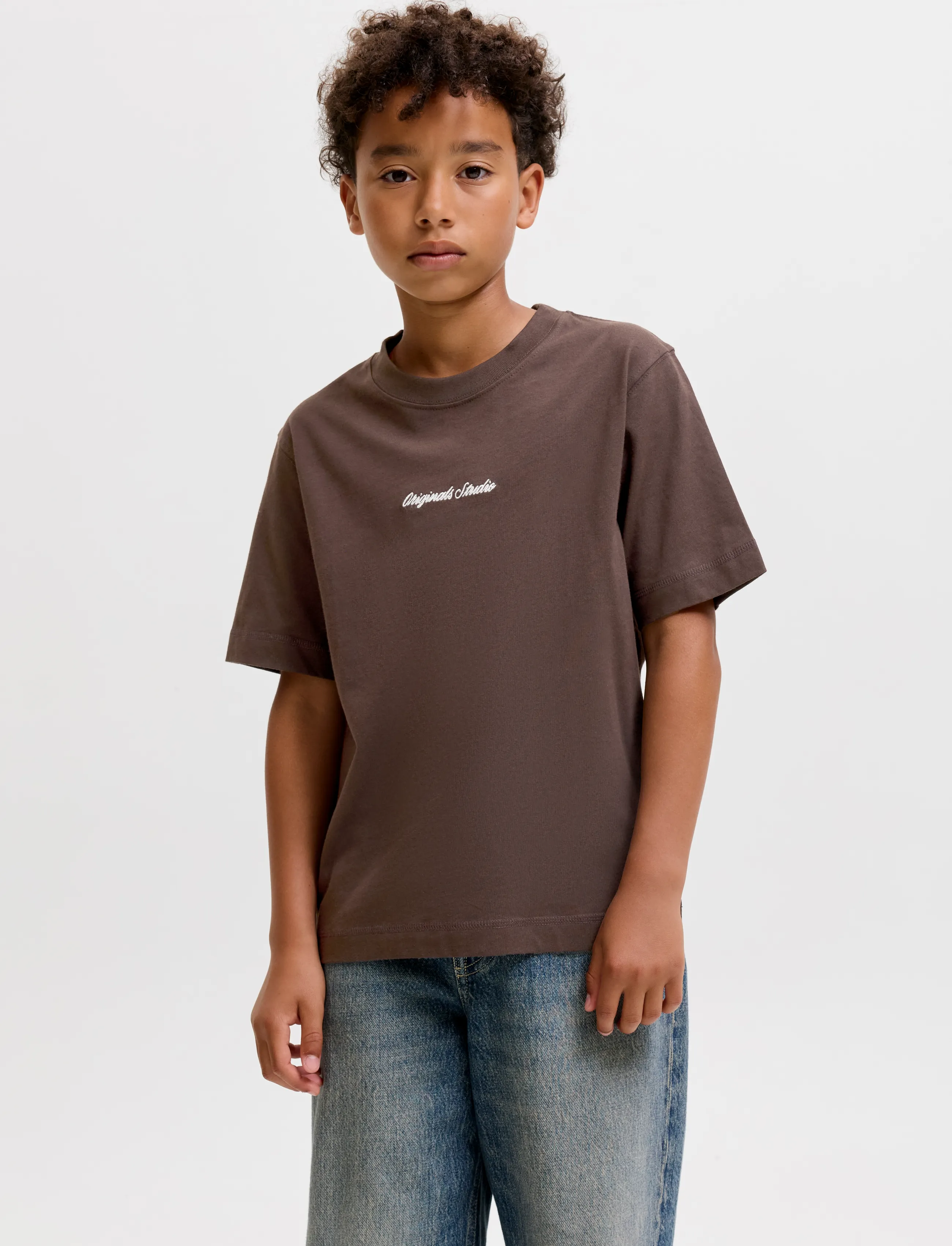 Jack & Jones JORNORREBRO EMB TEE SS CN NOOS JNR - T-särgid - JAVA / brown