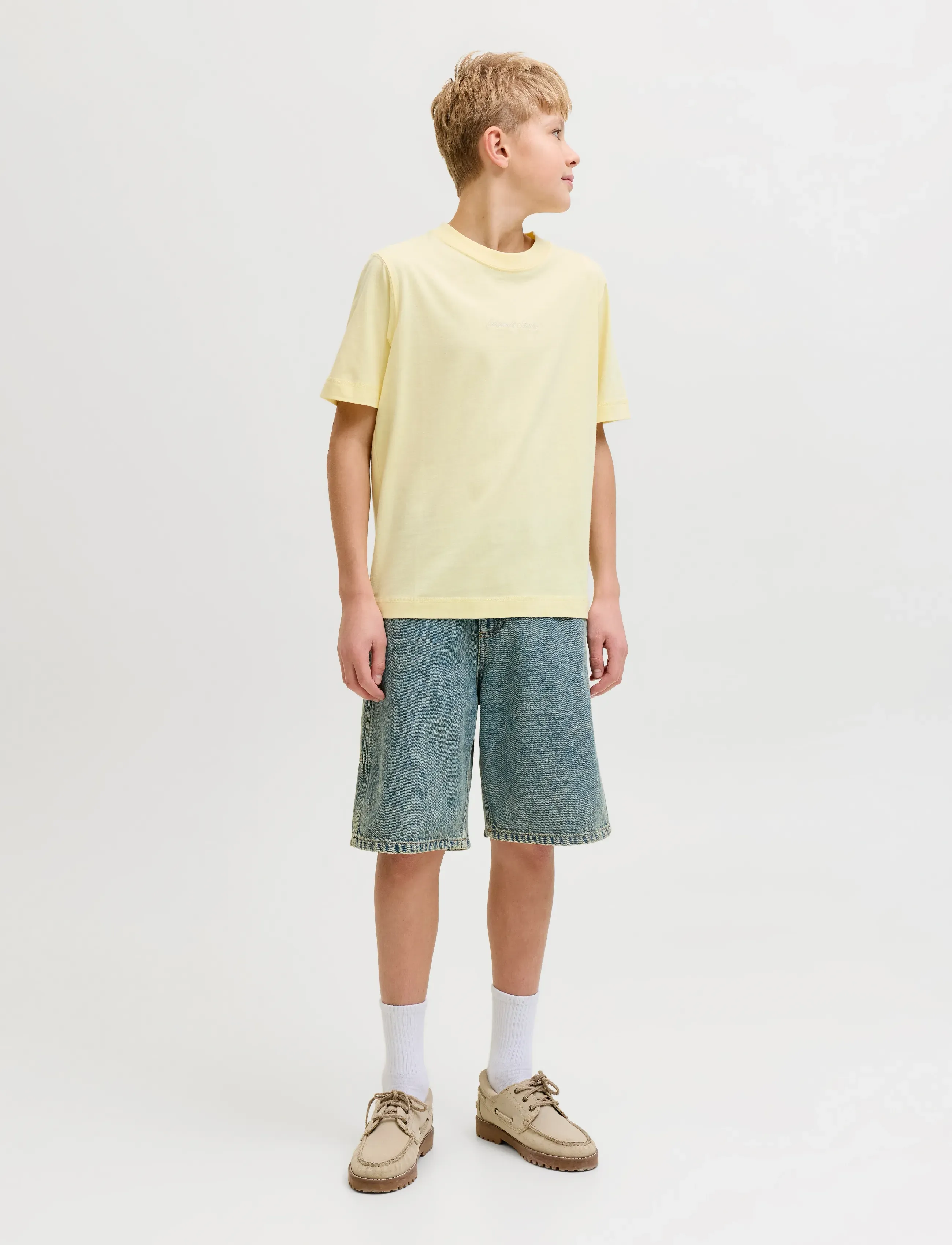 Jack & Jones - JORNORREBRO EMB TEE SS CN NOOS JNR - kortærmede t-shirts - pastel yellow - 3