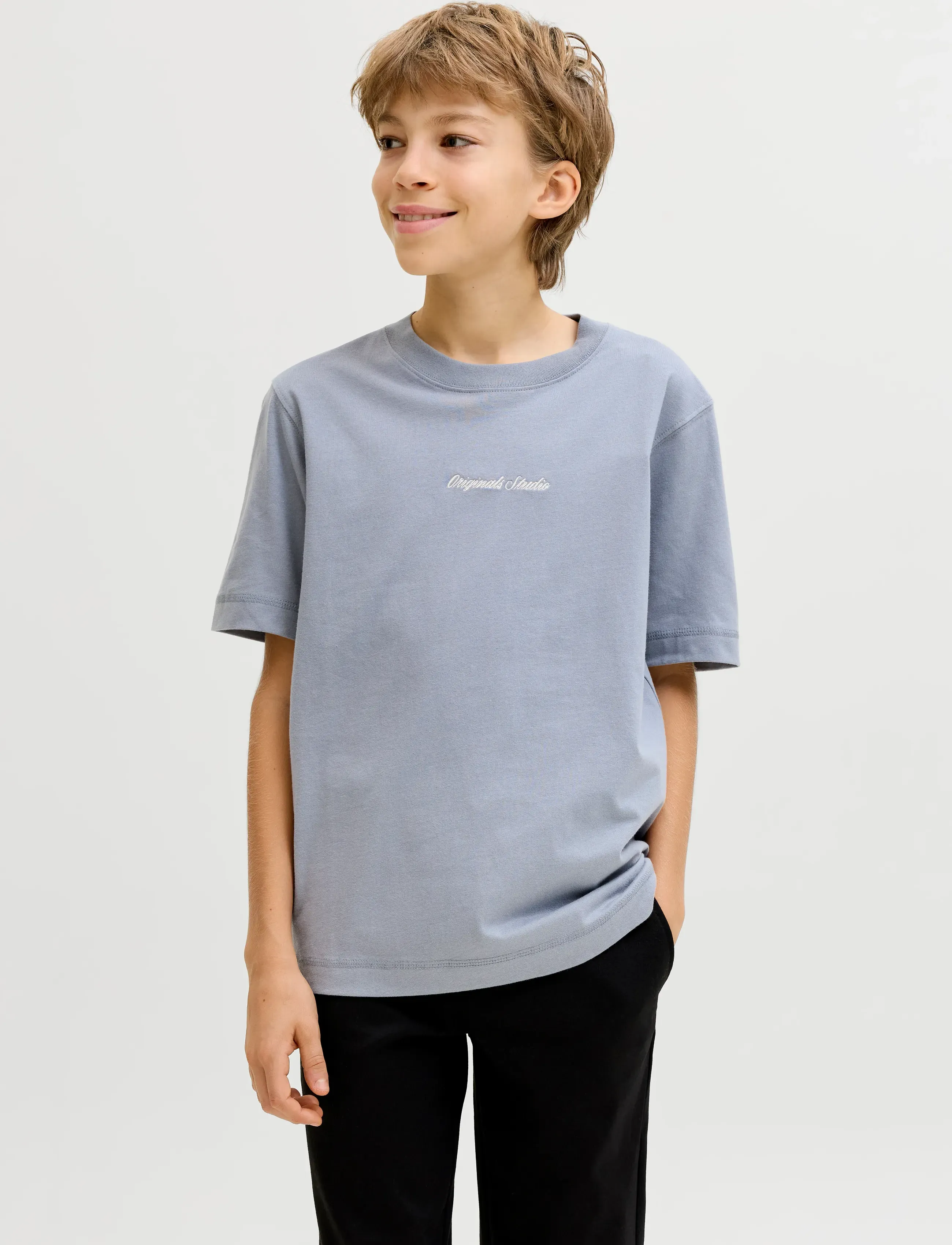 Jack & Jones Jornorrebro Emb Tee Ss Cn Noos Jnr, 176, T-shirts, Blau - Short-sleeved, Kinder