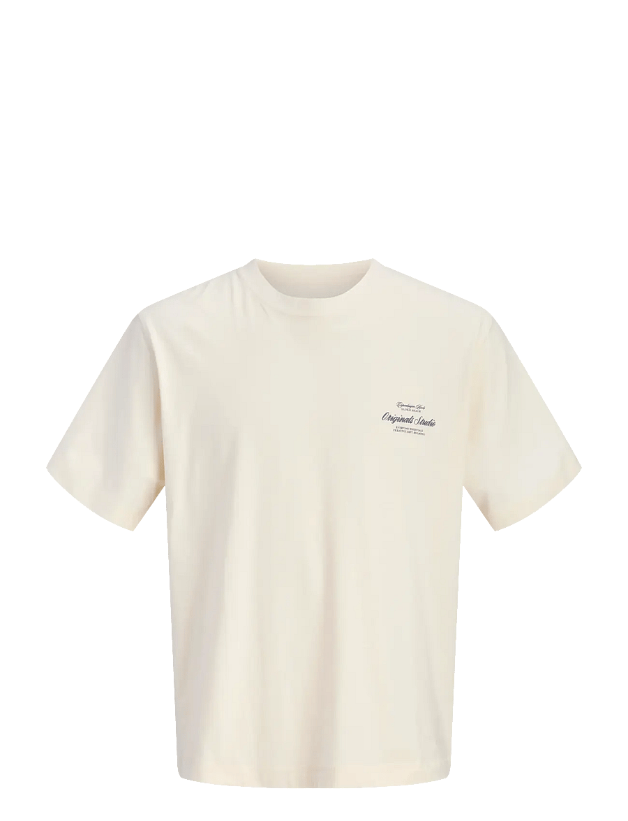 Jack & Jones - JORNORREBRO TYPO TEE SS CREW NECK SN JNR - kortærmede t-shirts - antique white - 1