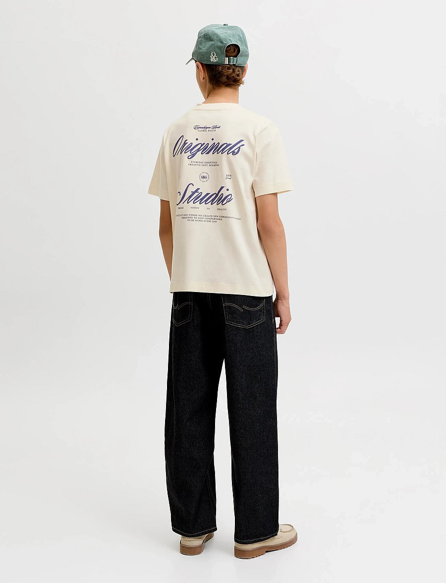 Jack & Jones - JORNORREBRO TYPO TEE SS CREW NECK SN JNR - kortærmede t-shirts - antique white - 3