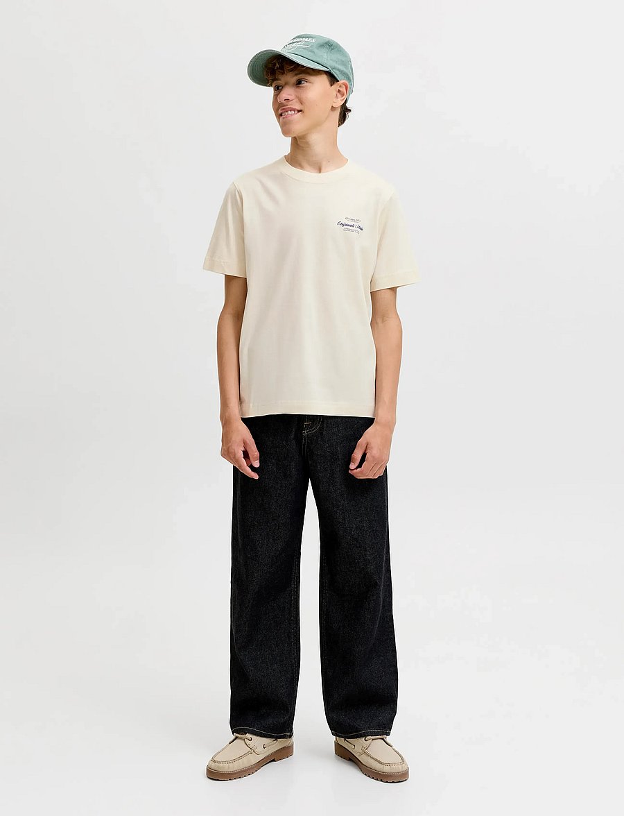 Jack & Jones - JORNORREBRO TYPO TEE SS CREW NECK SN JNR - kortærmede t-shirts - antique white - 4