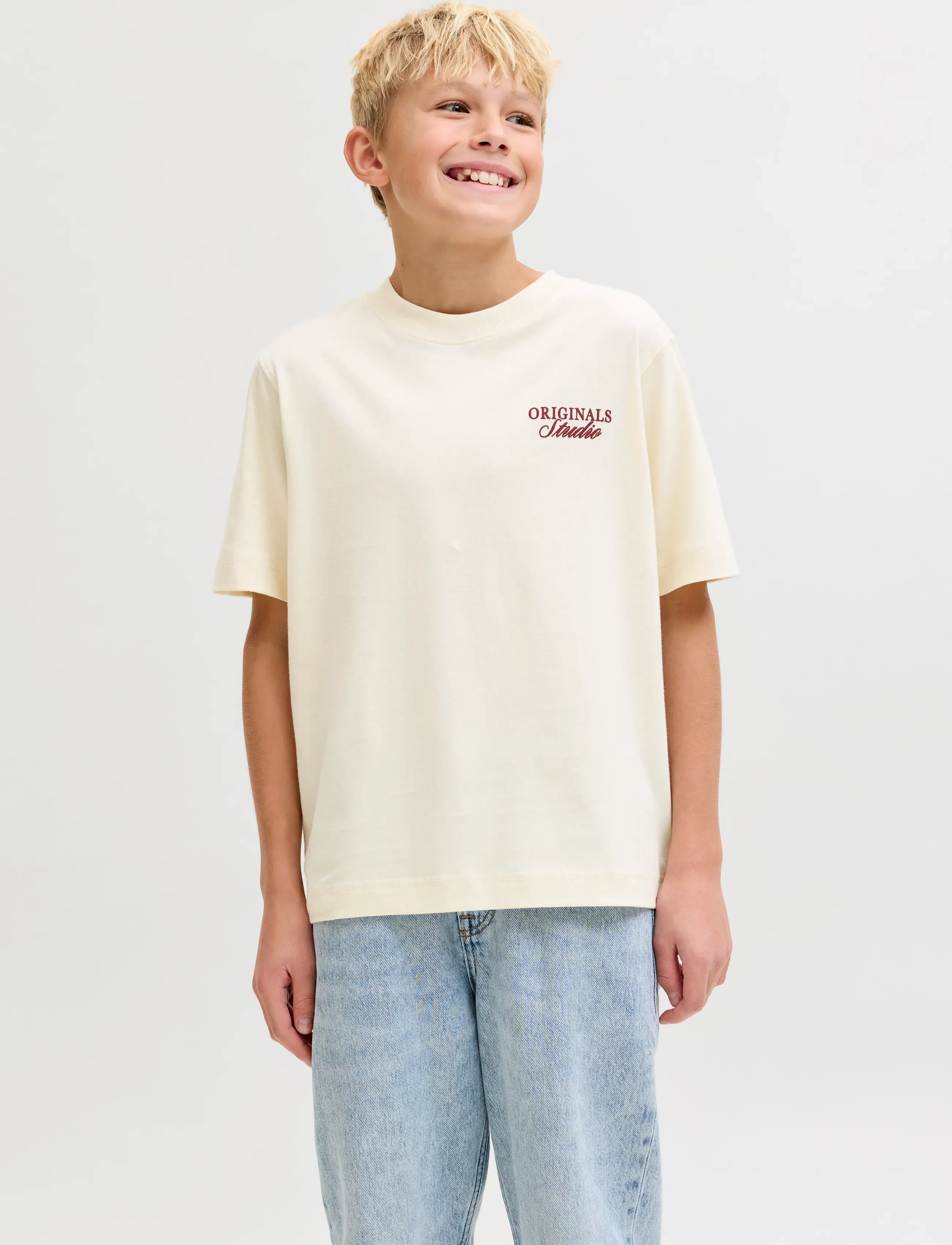 Jack & Jones JORNORREBRO TYPO TEE SS CREW NECK SN JNR - Kortærmede T-shirts - ANTIQUE WHITE / cream