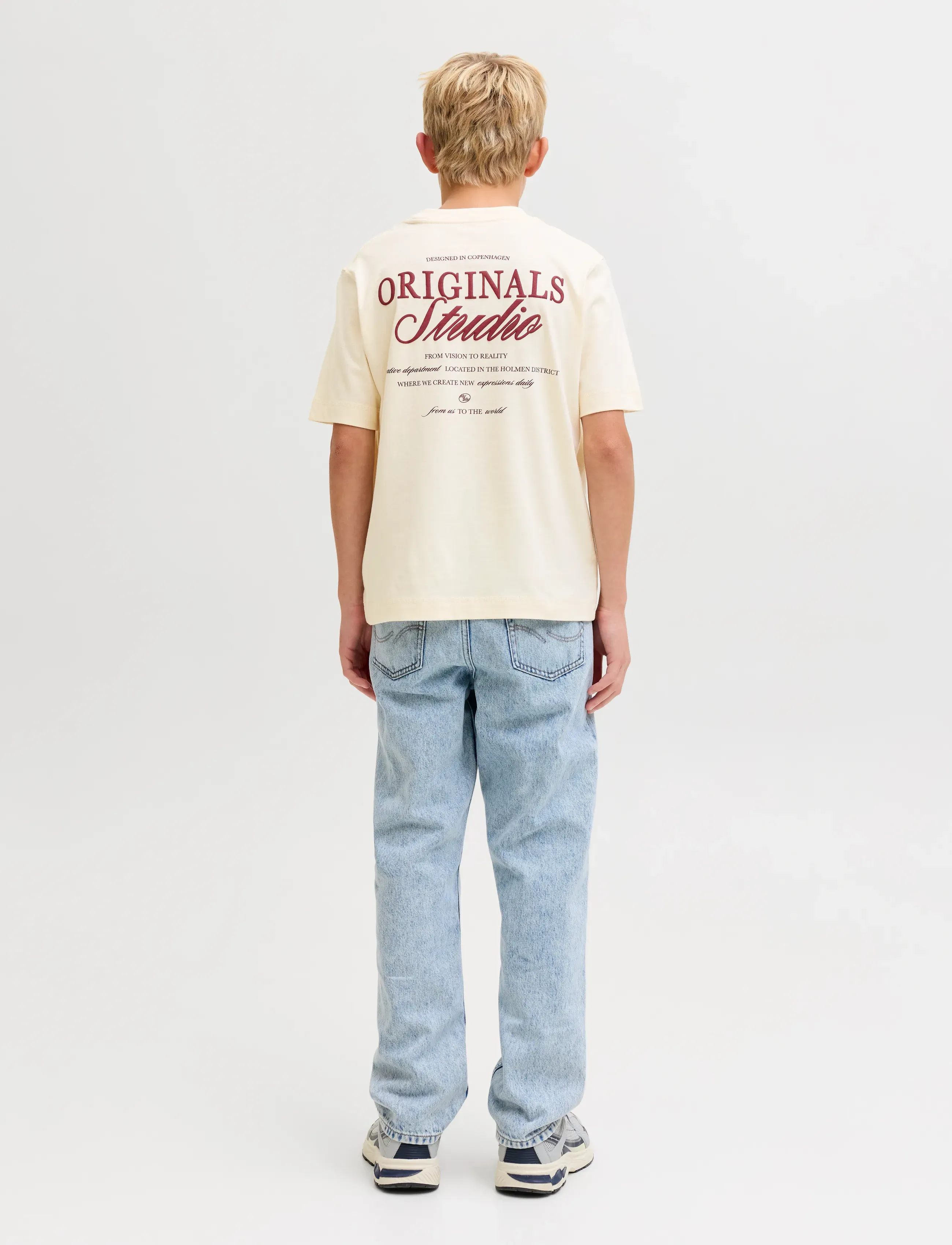 Jack & Jones - JORNORREBRO TYPO TEE SS CREW NECK SN JNR - kortærmede t-shirts - antique white - 3