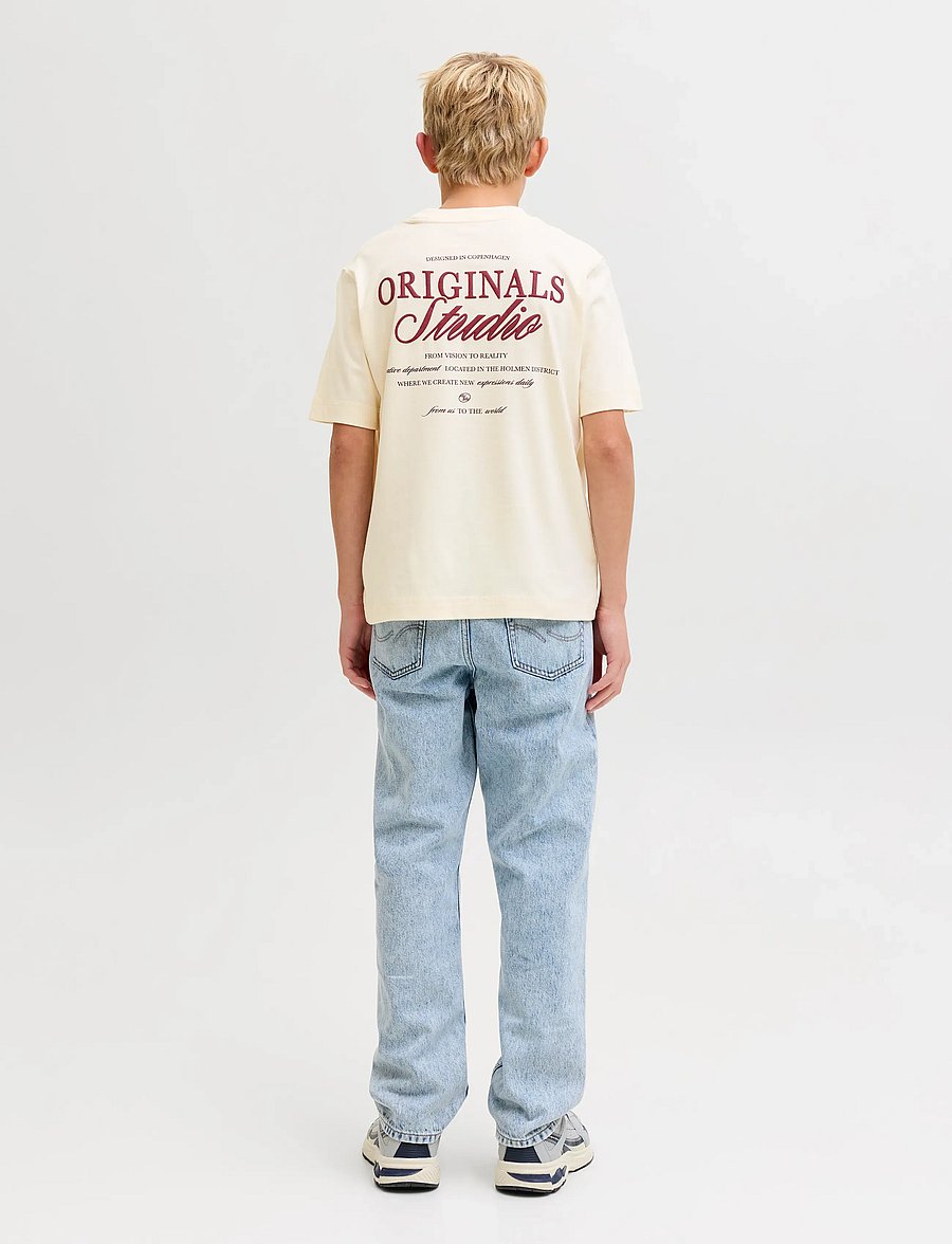 Jack & Jones - JORNORREBRO TYPO TEE SS CREW NECK SN JNR - kortærmede t-shirts - antique white - 3