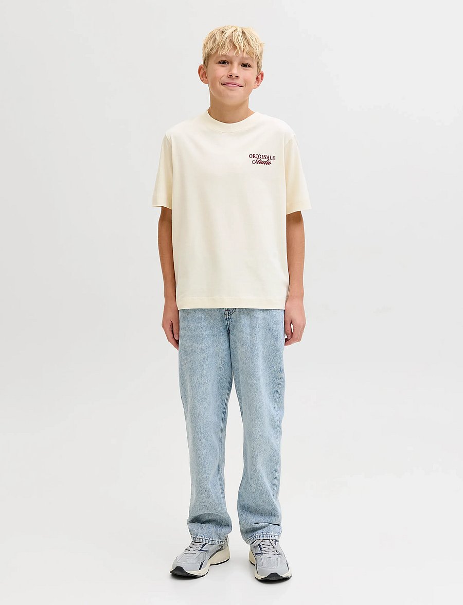 Jack & Jones - JORNORREBRO TYPO TEE SS CREW NECK SN JNR - kortærmede t-shirts - antique white - 4