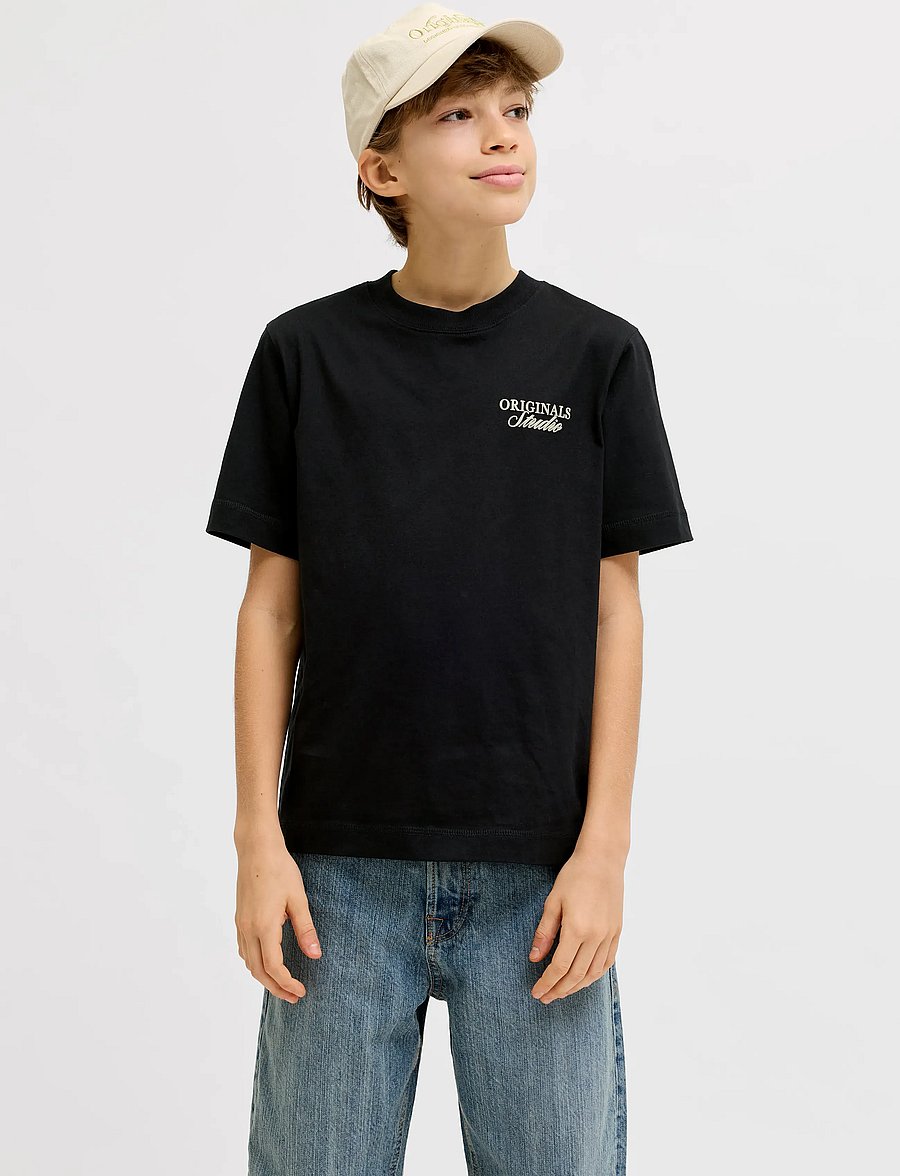 Jack & Jones - JORNORREBRO TYPO TEE SS CREW NECK SN JNR - kortærmede t-shirts - black - 0