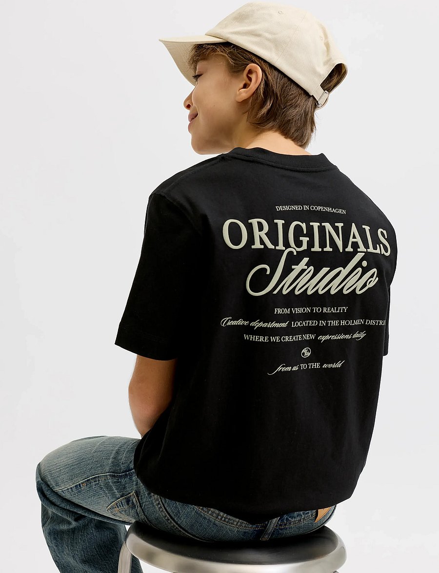 Jack & Jones - JORNORREBRO TYPO TEE SS CREW NECK SN JNR - kortærmede t-shirts - black - 5