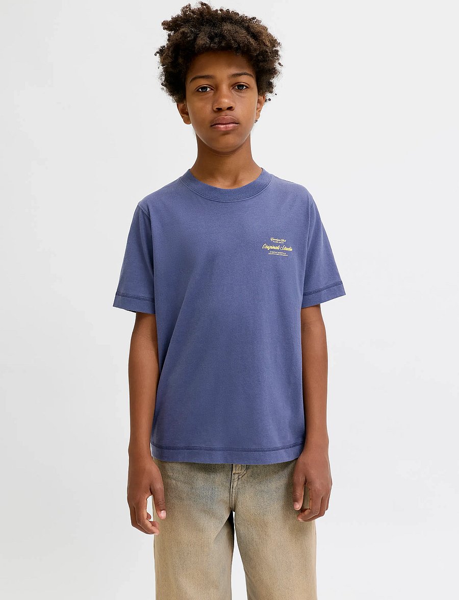 Jack & Jones - JORNORREBRO TYPO TEE SS CREW NECK SN JNR - kortærmede t-shirts - crown blue - 0