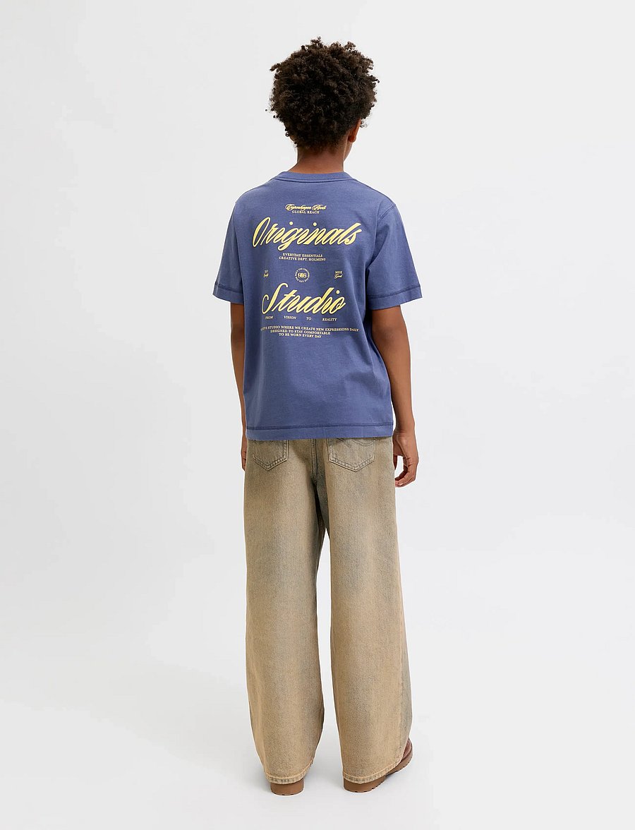 Jack & Jones - JORNORREBRO TYPO TEE SS CREW NECK SN JNR - kortærmede t-shirts - crown blue - 3