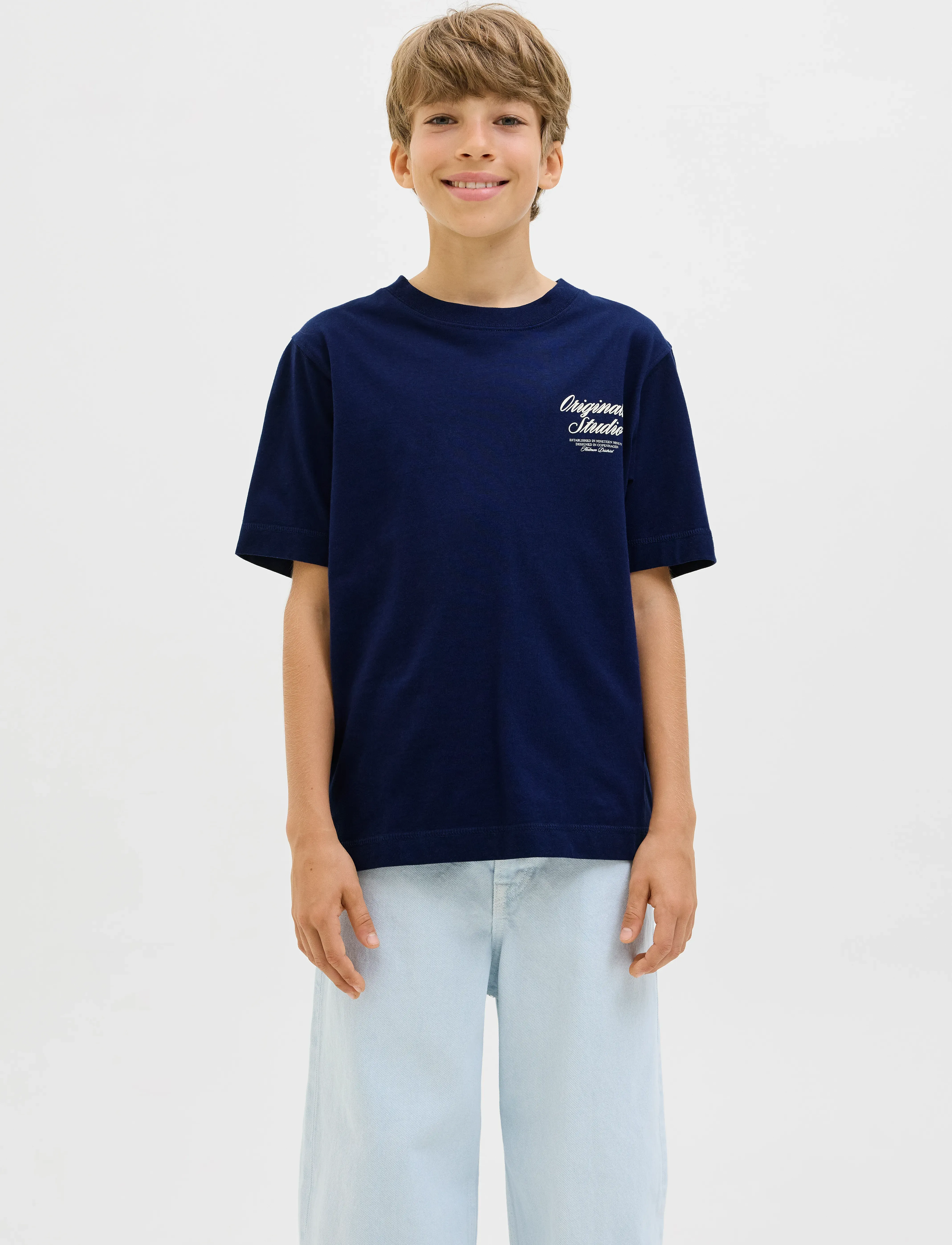 Jack & Jones JORNORREBRO TYPO TEE SS CREW NECK SN JNR - Kortärmade t-shirts - OCEAN CAVERN / navy
