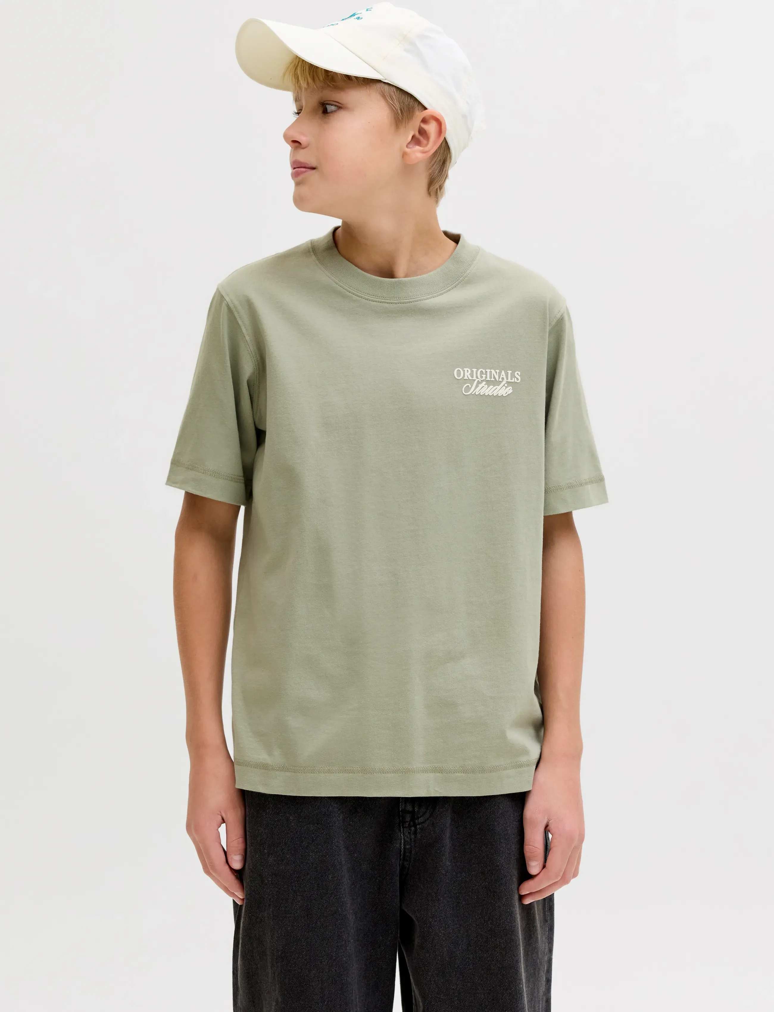 Jack & Jones JORNORREBRO TYPO TEE SS CREW NECK SN JNR - Kortærmede T-shirts - SEAGRASS / khaki/green