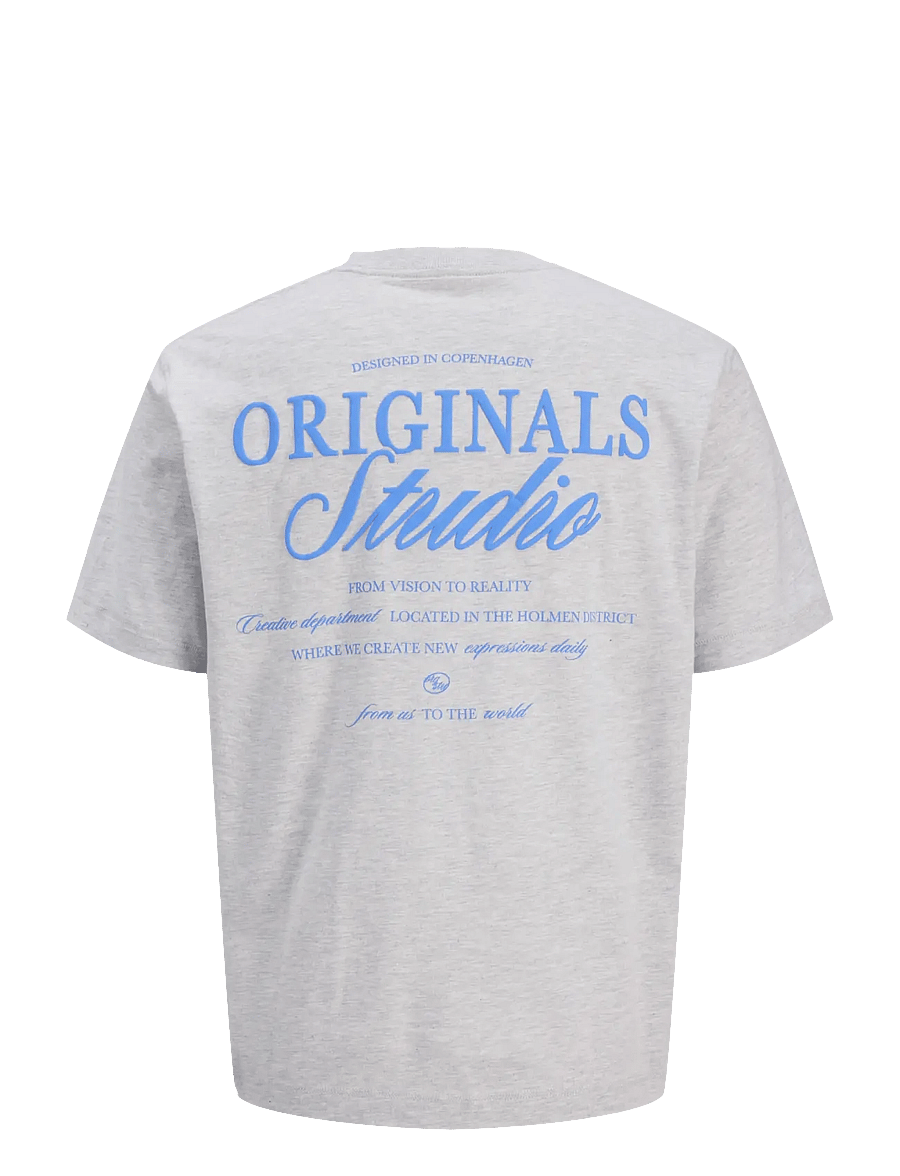 Jack & Jones - JORNORREBRO TYPO TEE SS CREW NECK SN JNR - t-shirts à manches courtes - white melange - 1